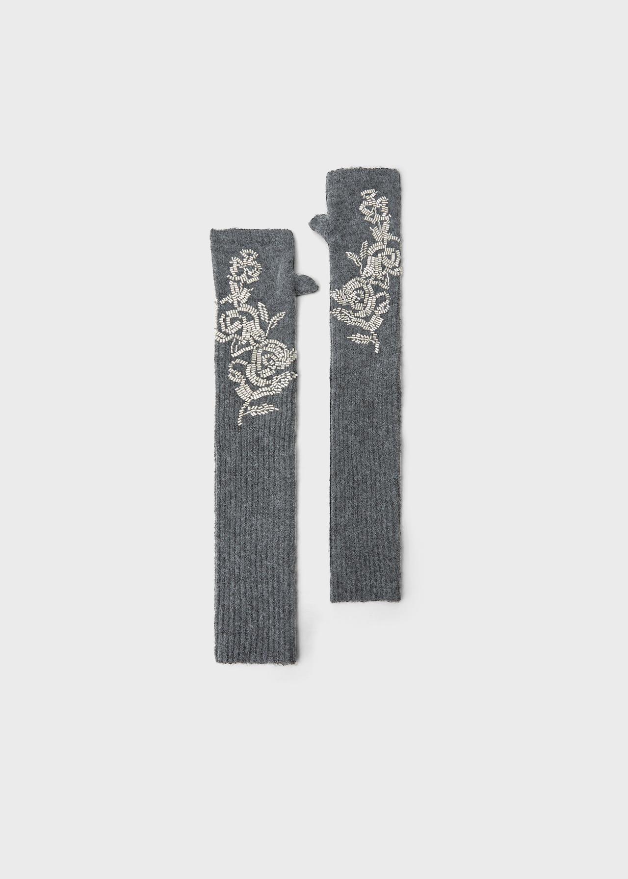 Beaded mittens — Dark grey