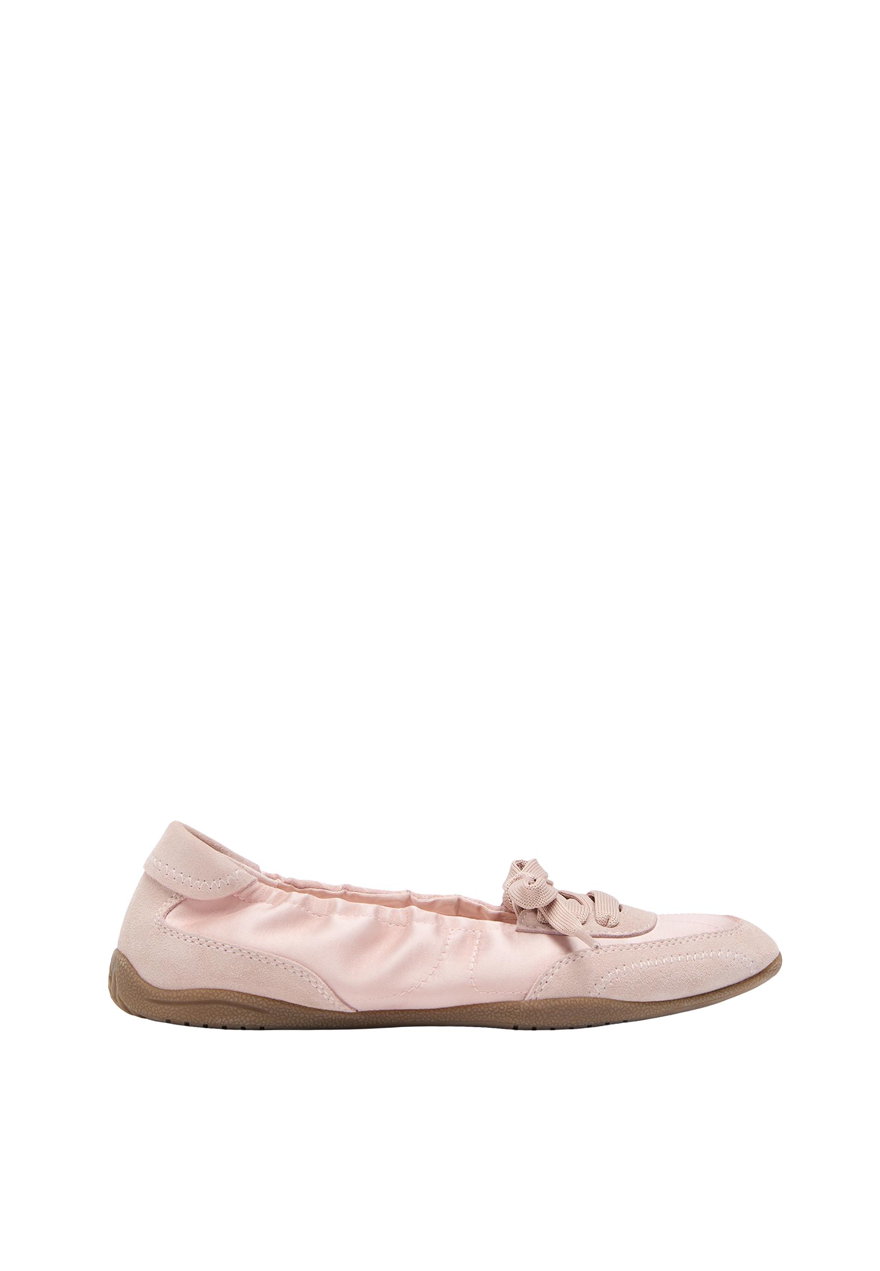 Sports ballet flats with leather details — PINK