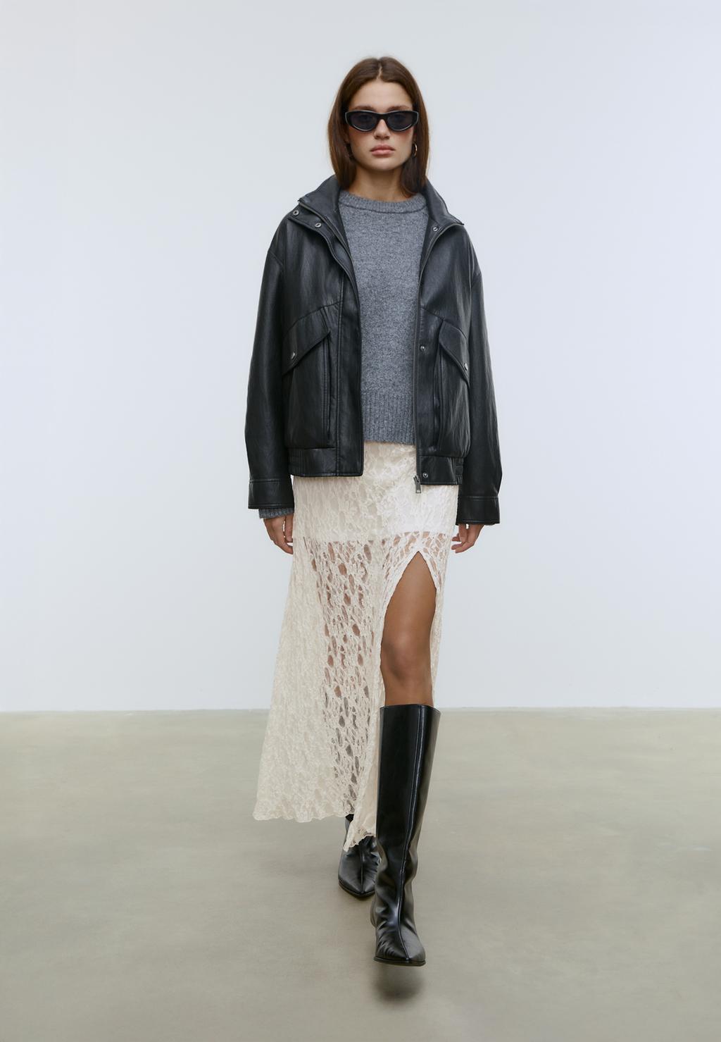Falda midi blonda frunce