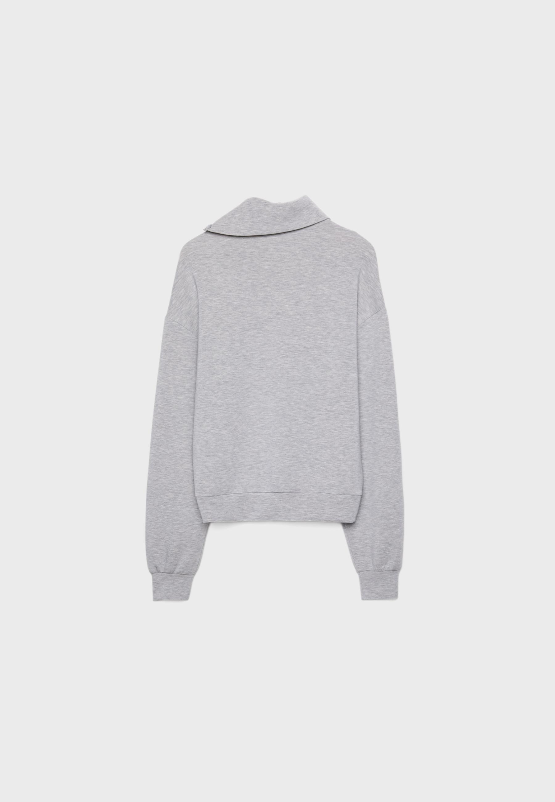 Soft-touch sweatshirt with side zip — Grey melange