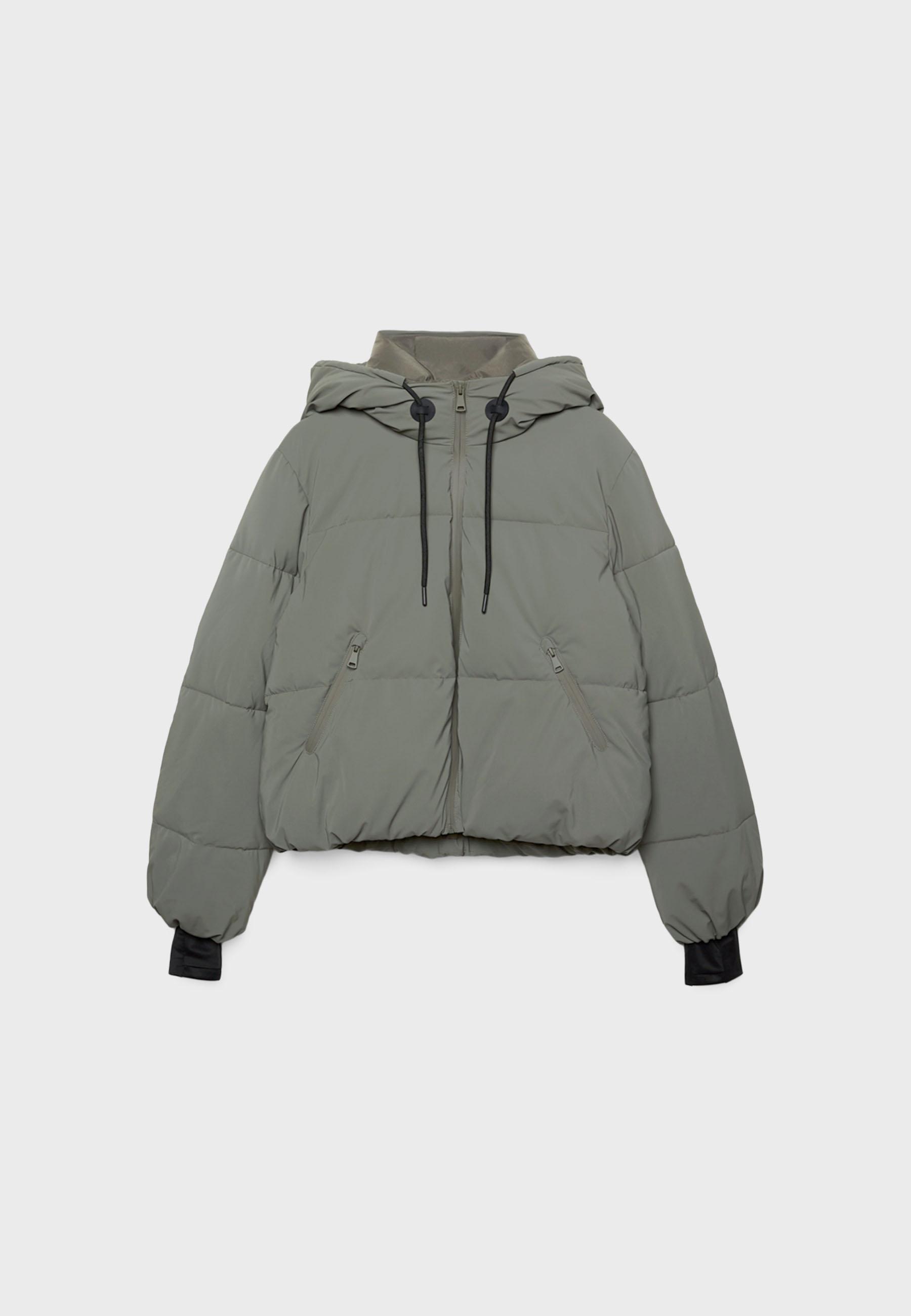 Hooded puffer jacket — Khaki