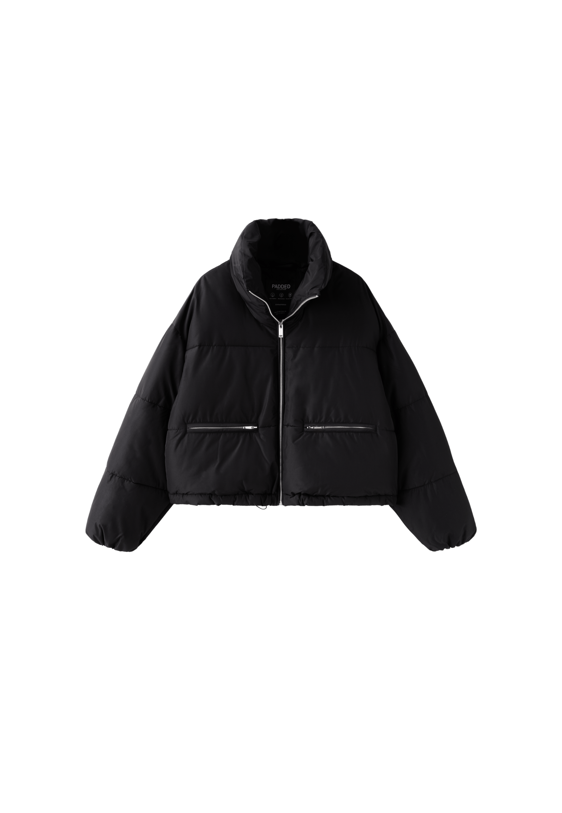 High neck cropped down jacket — Black