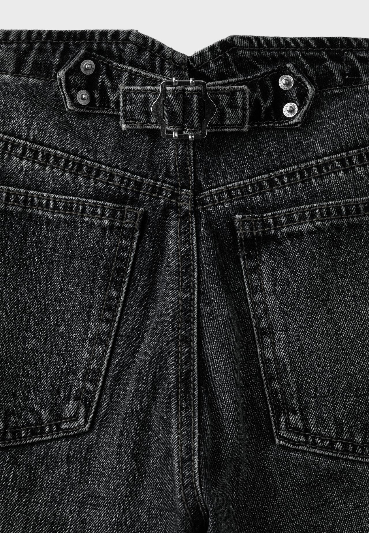 Barrel fit jeans with adjuster — BLACK DENIM WASH
