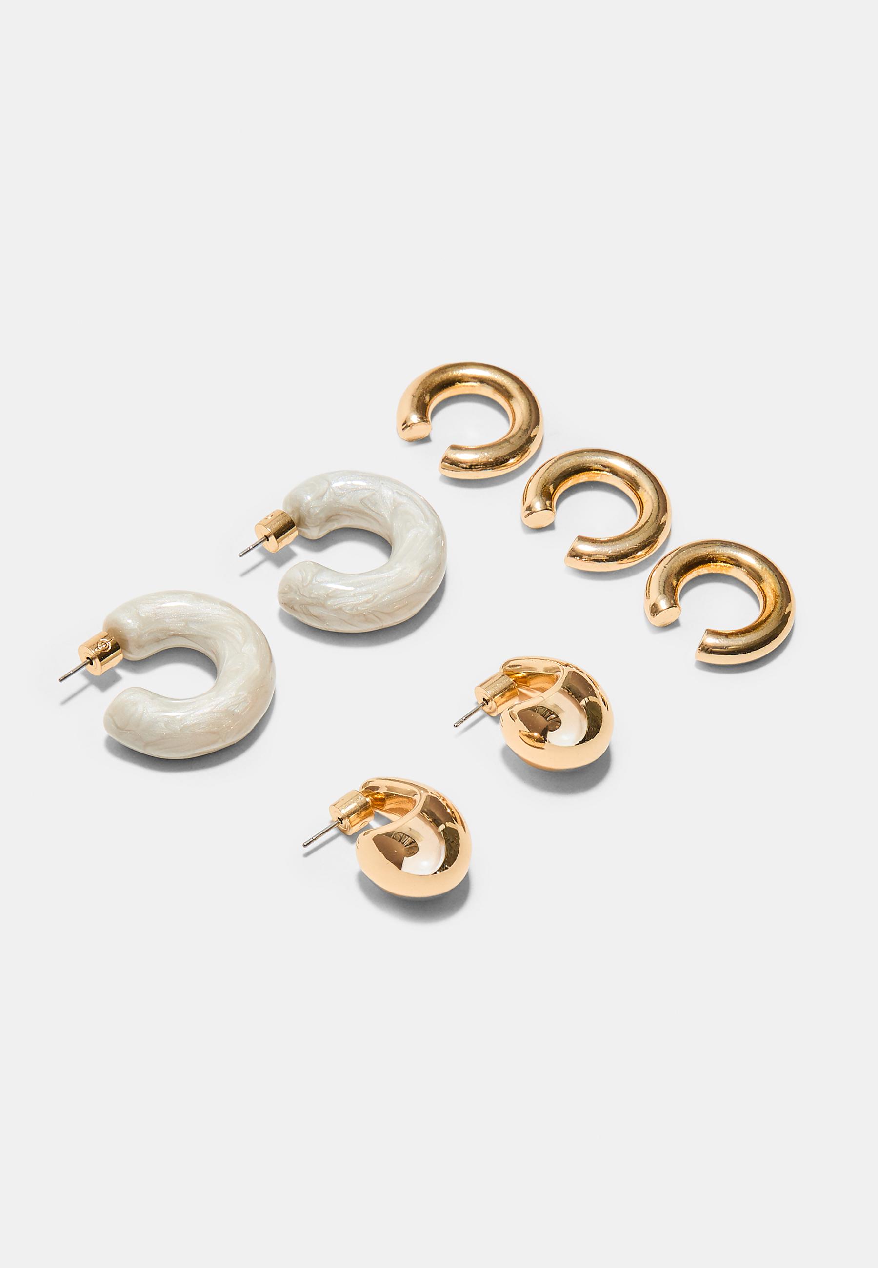 Set of 2 earrings and ear cuffs — Gold