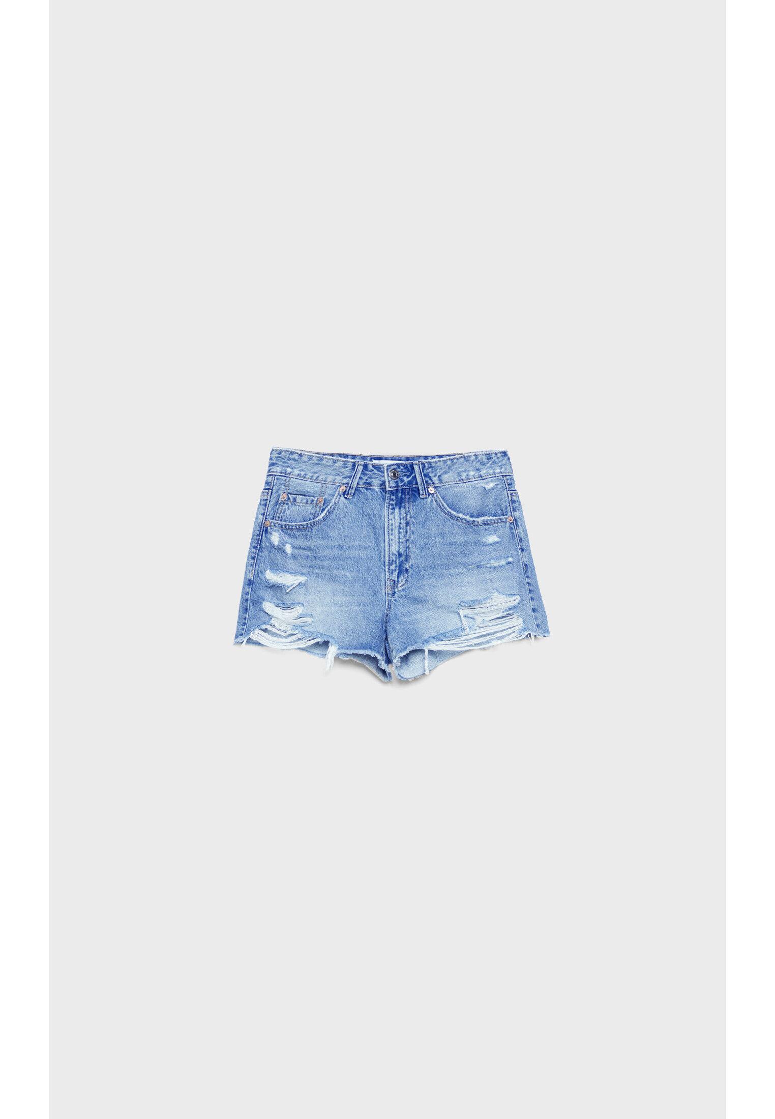 D75 Ripped denim shorts — MEDIUM LIGHT BLUE DENIM
