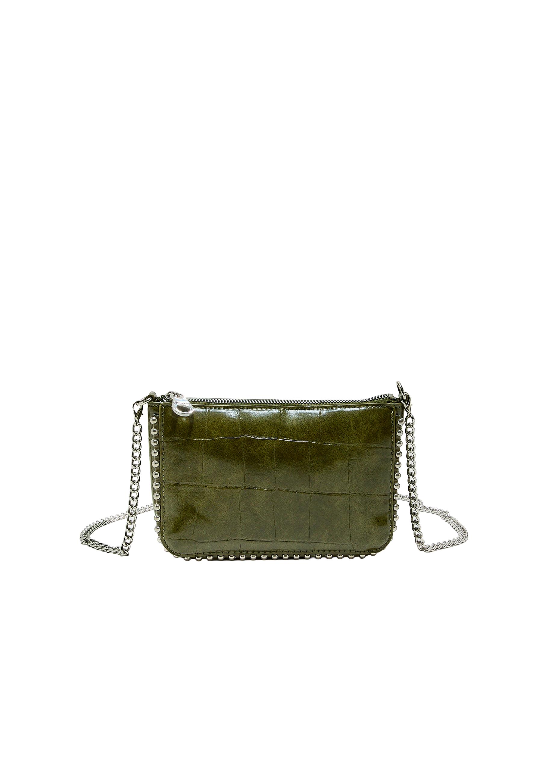 Mini mock croc studded bag — Khaki