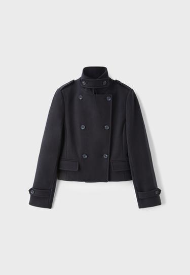 Short fitted button coat — Navy blue 8