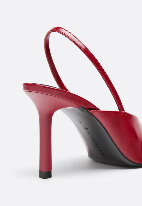 Stradivarius V-Neck Stiletto Heel Shoes Red 6