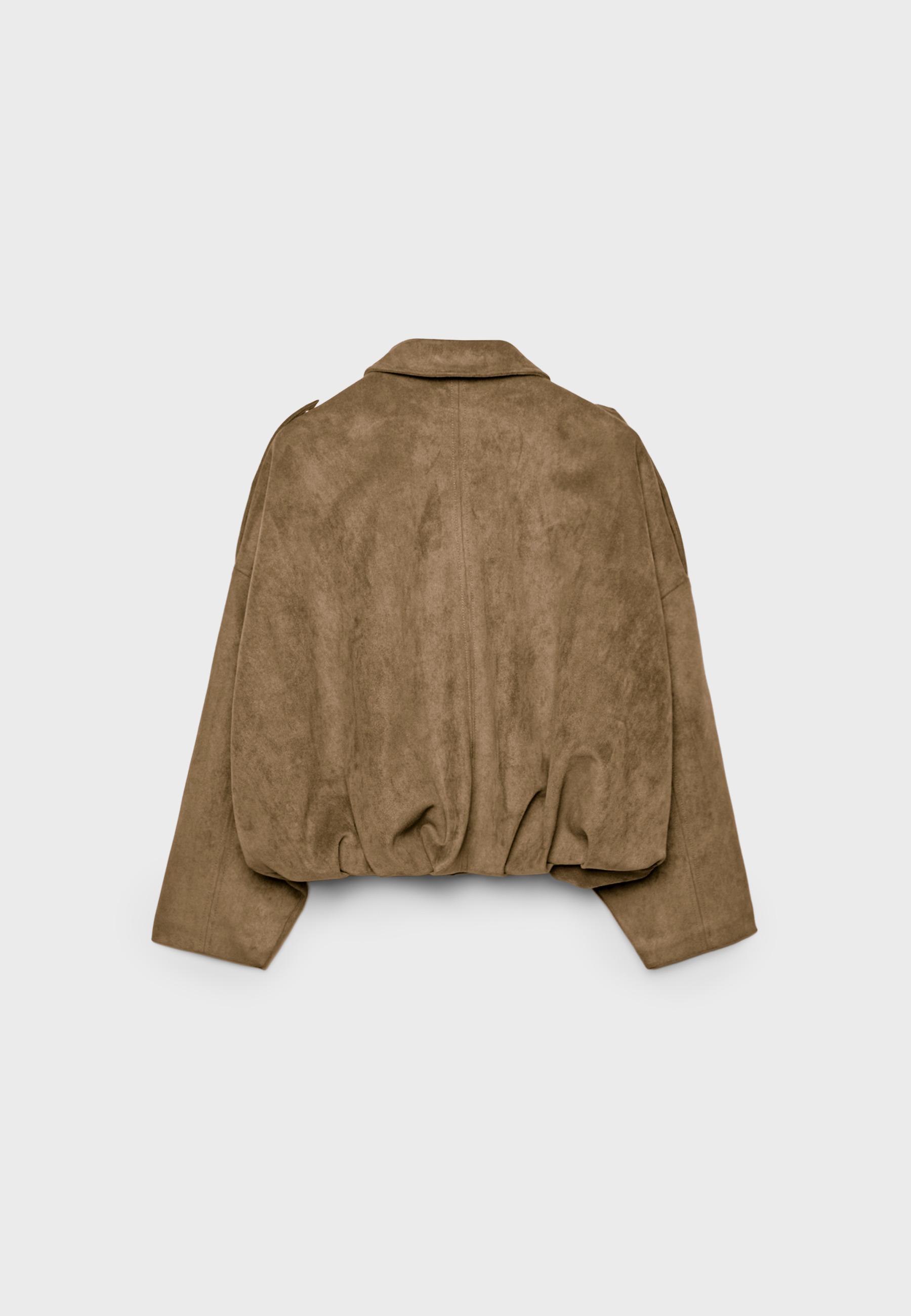 Faux suede bomber jacket — Stone
