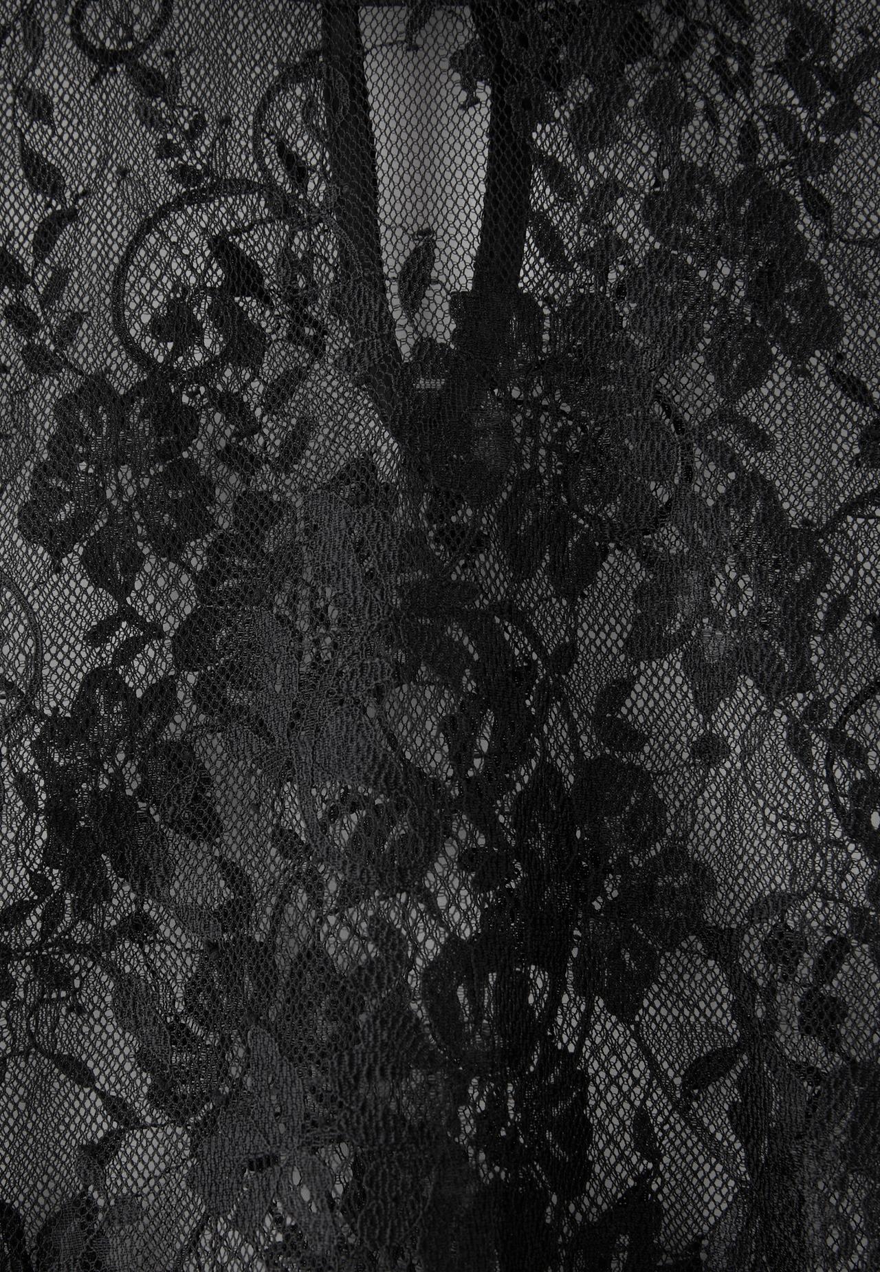 Lace mock neck top — Black