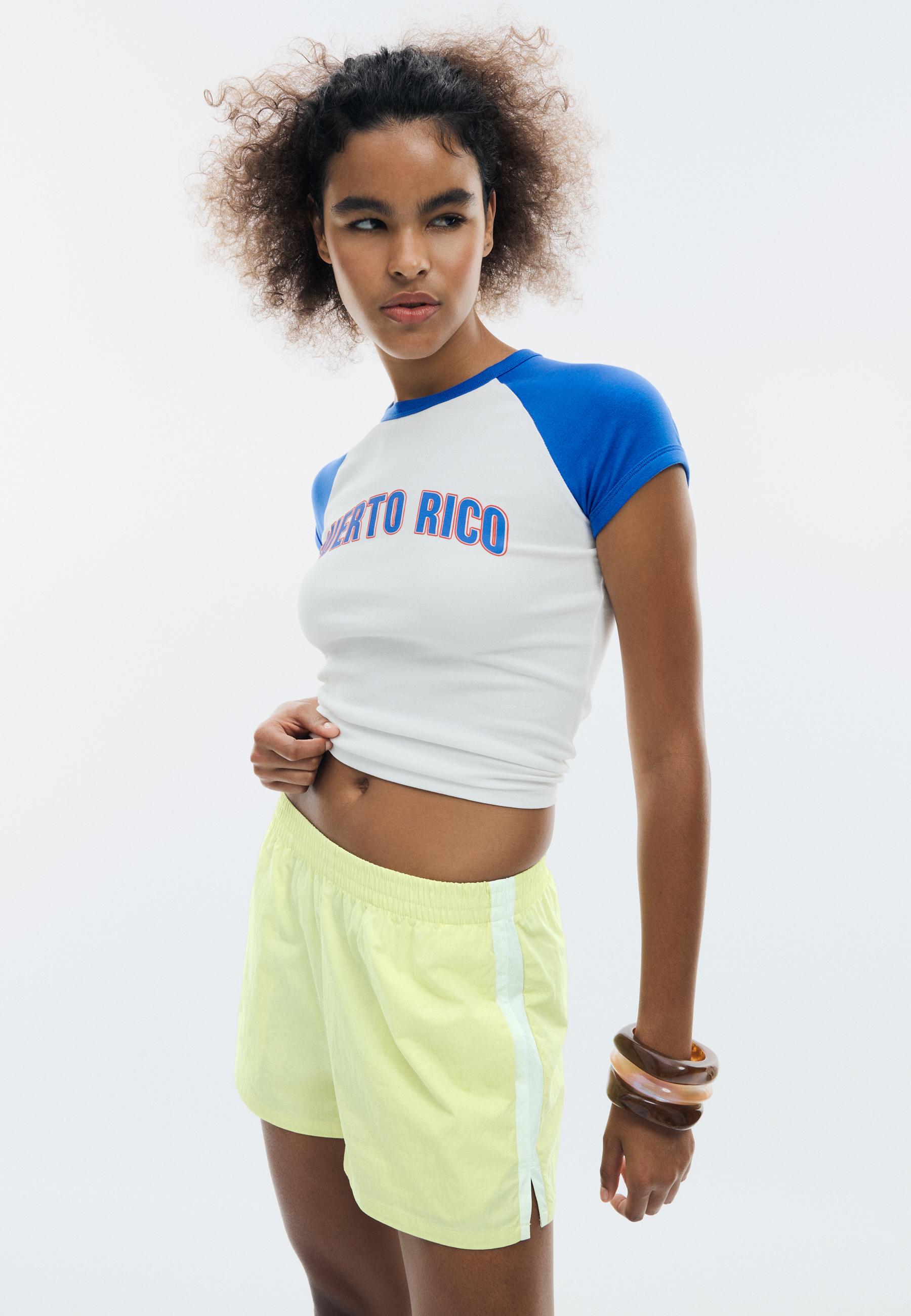 Printed short sleeve T-shirt — Ecru