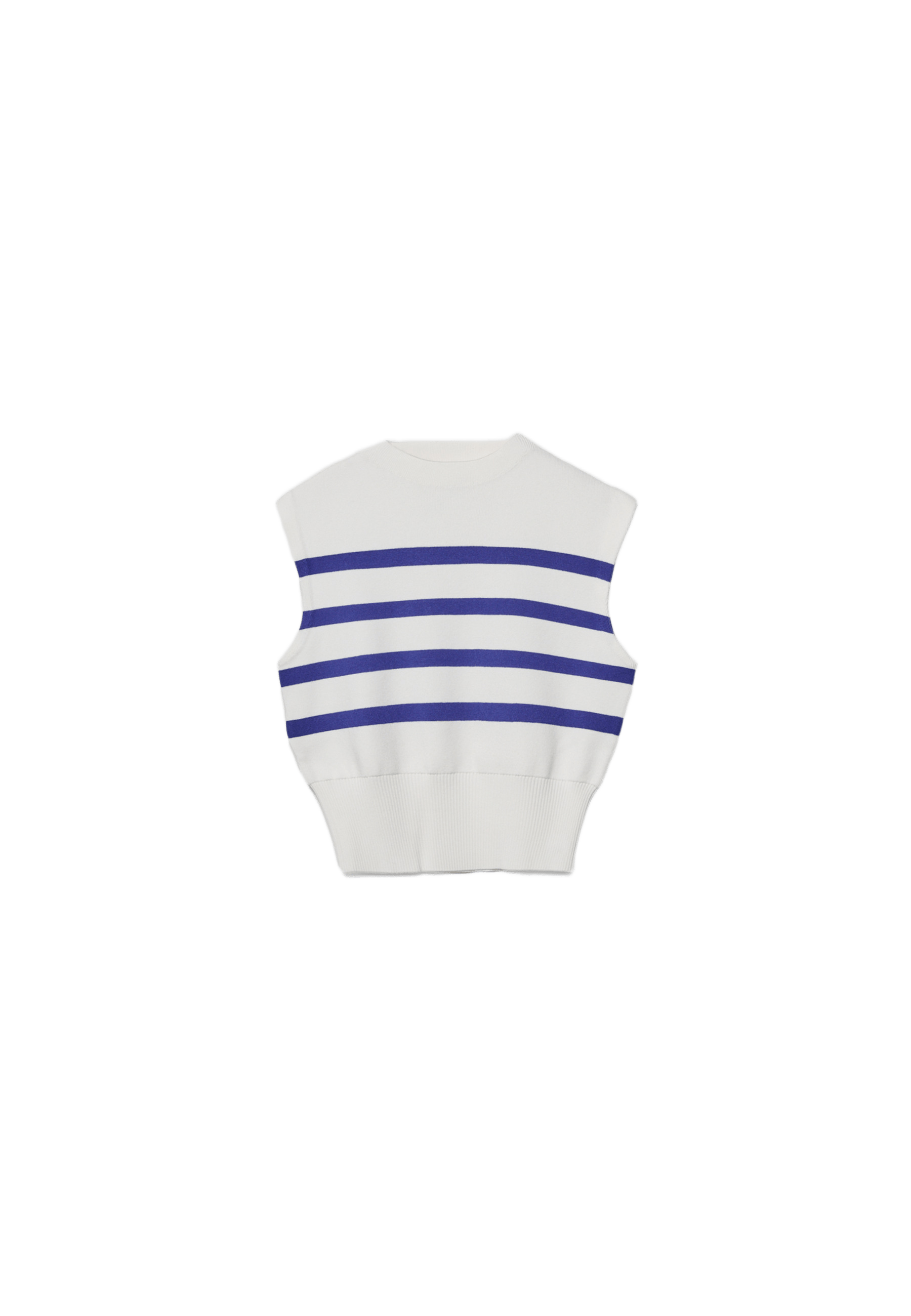 Knit round neck top — Ecru