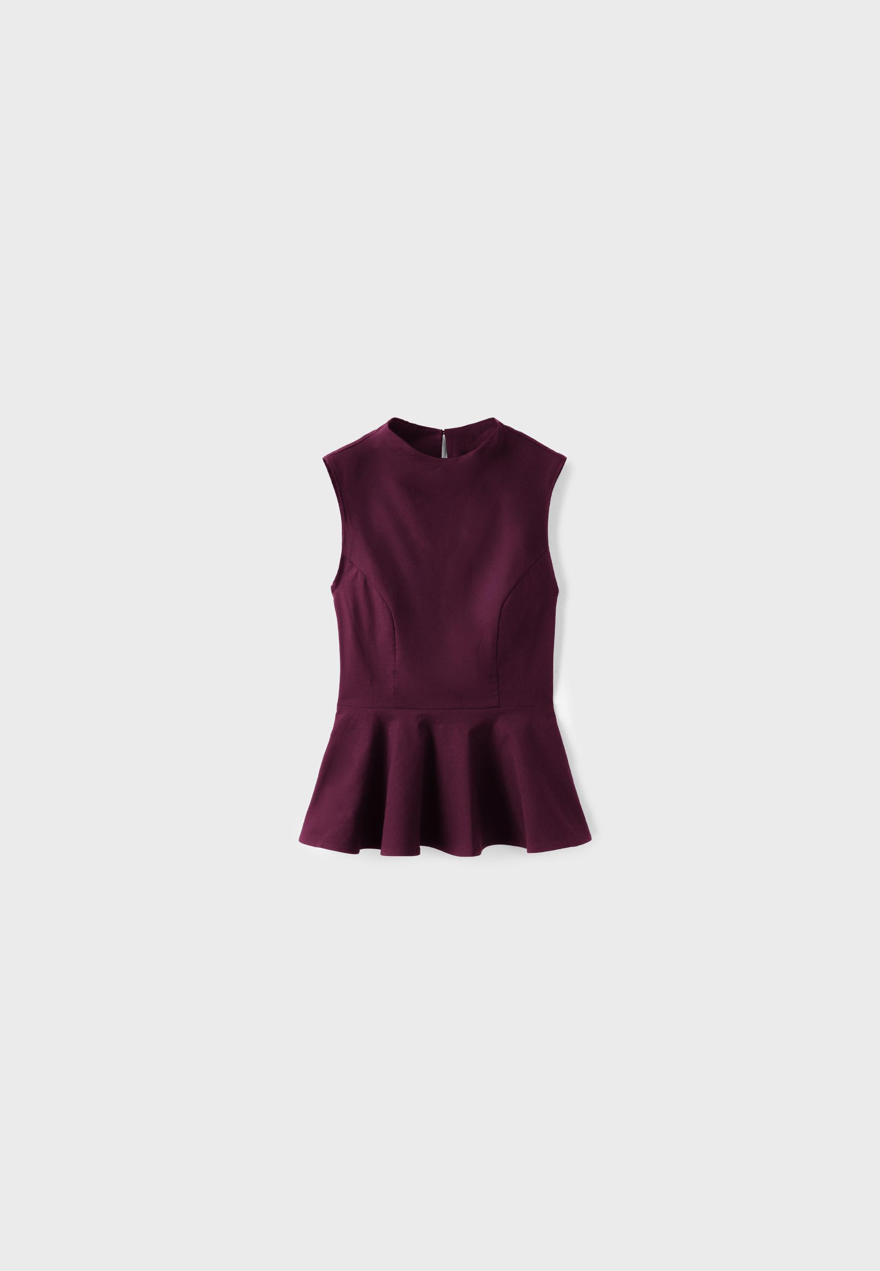Sleeveless high-neck peplum top — Purple