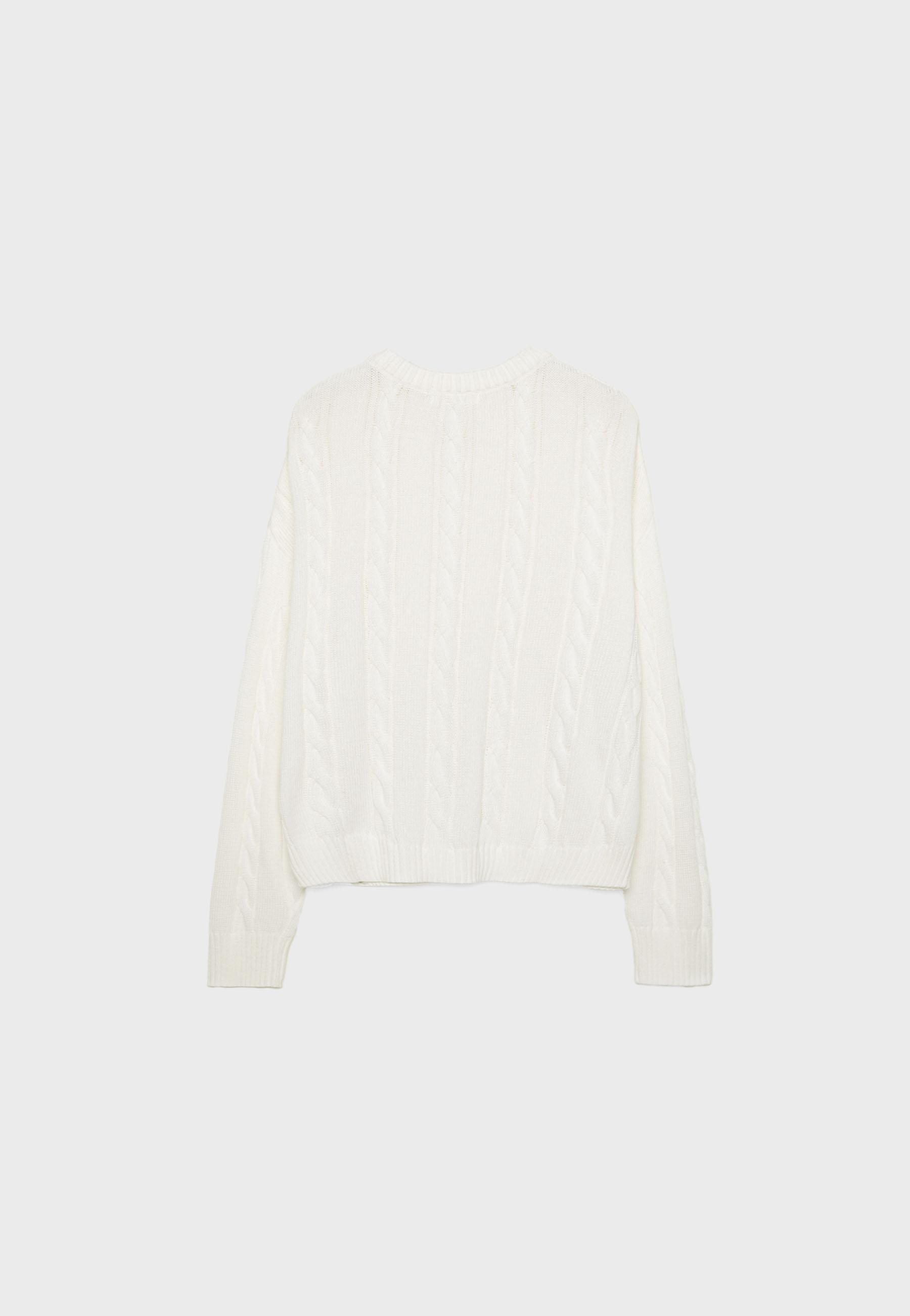Button-up cable knit cardigan — Ecru