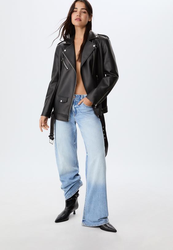 oversized faux leather biker jacket