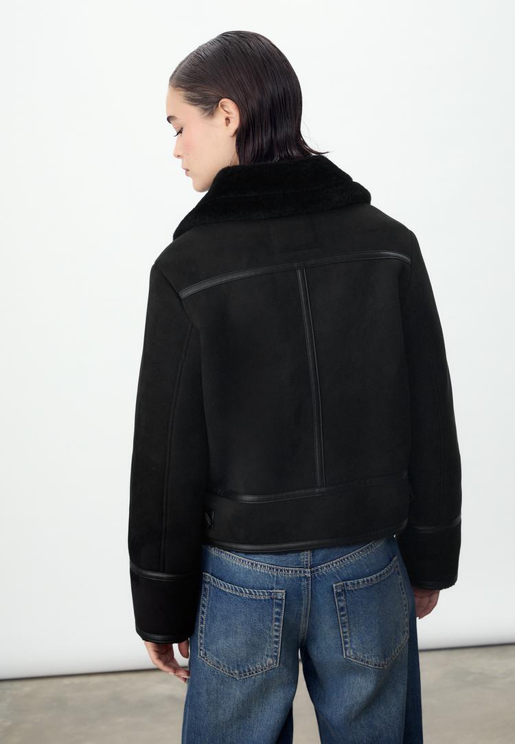 dubbelzijdig bikerjack van imitatiesuede