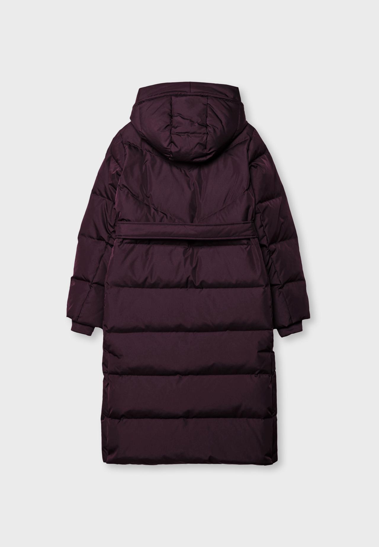 Belted puffer coat — Purple