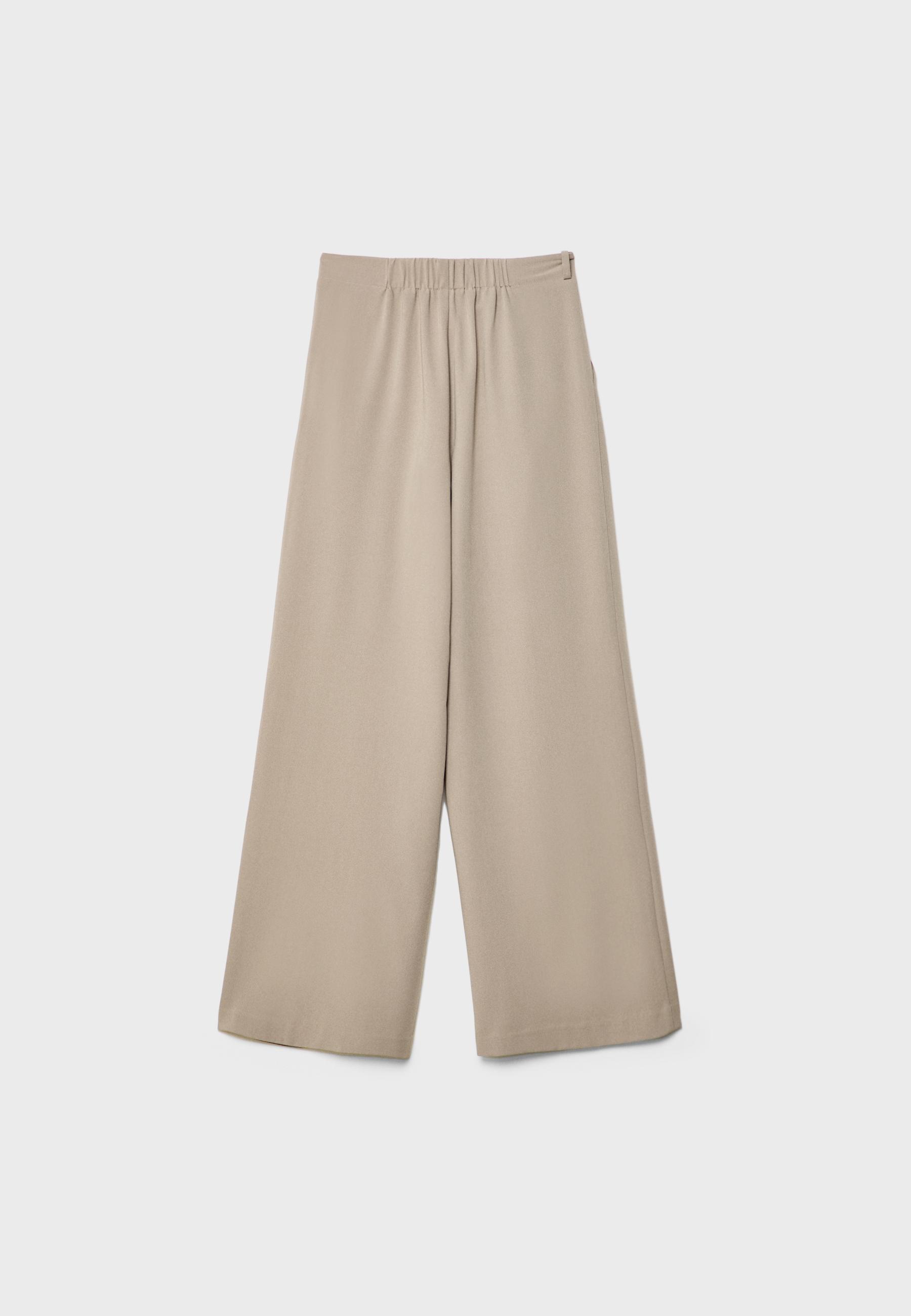 Wide-leg trousers with buckle detail — Brown