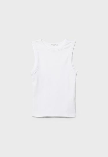 B04 Fitted basic sleeveless top — White 6