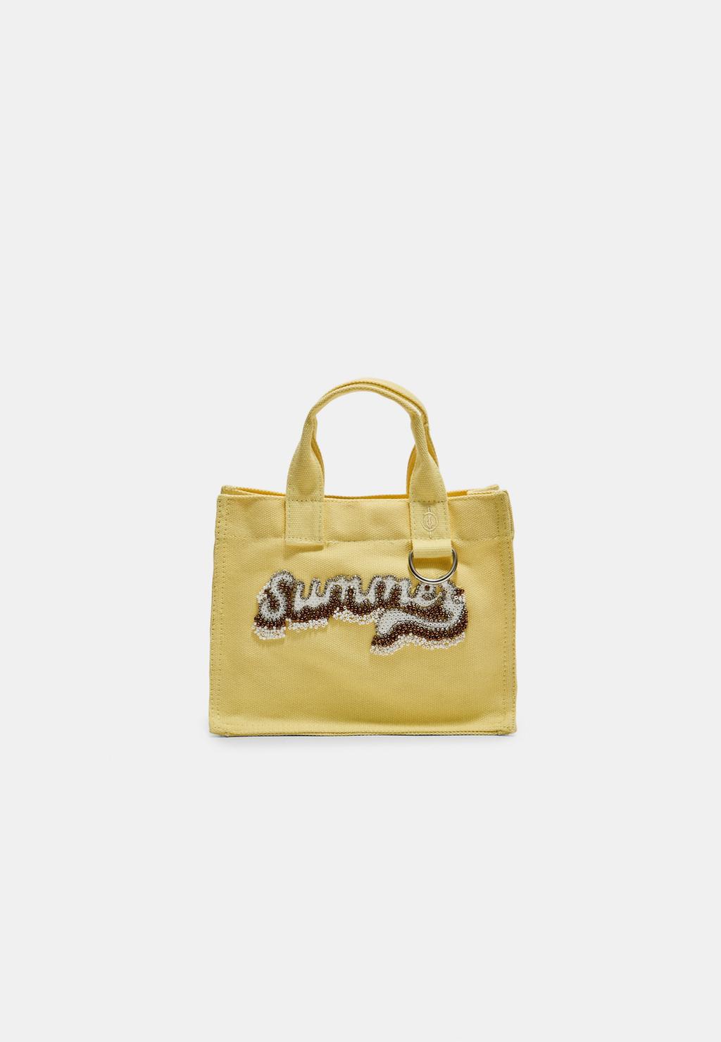 Nakışlı kanvas shopper çanta