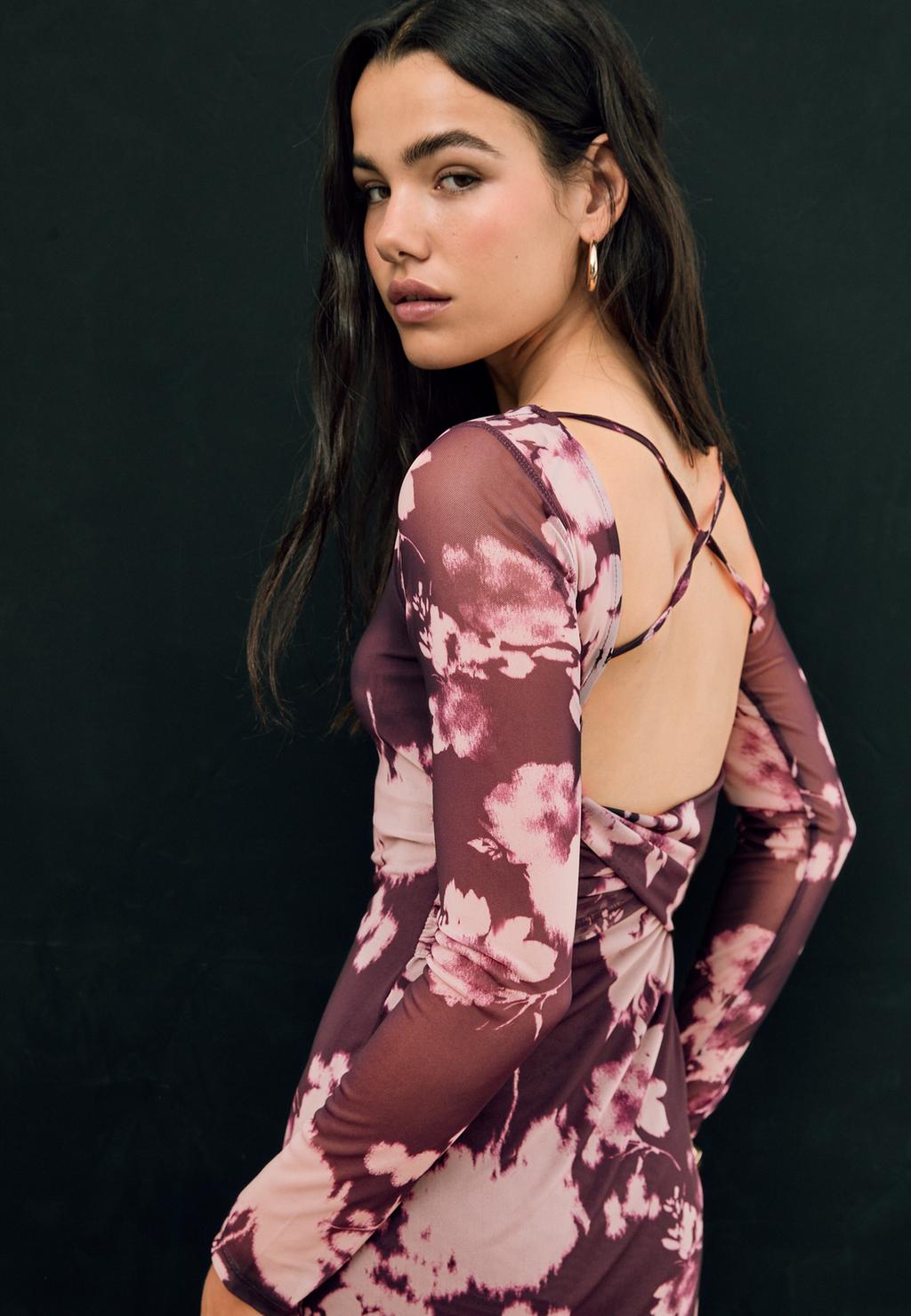 Vestido midi tule costas descobertas