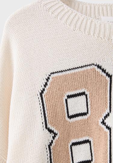 Number cropped knit jumper — Vanilla 9