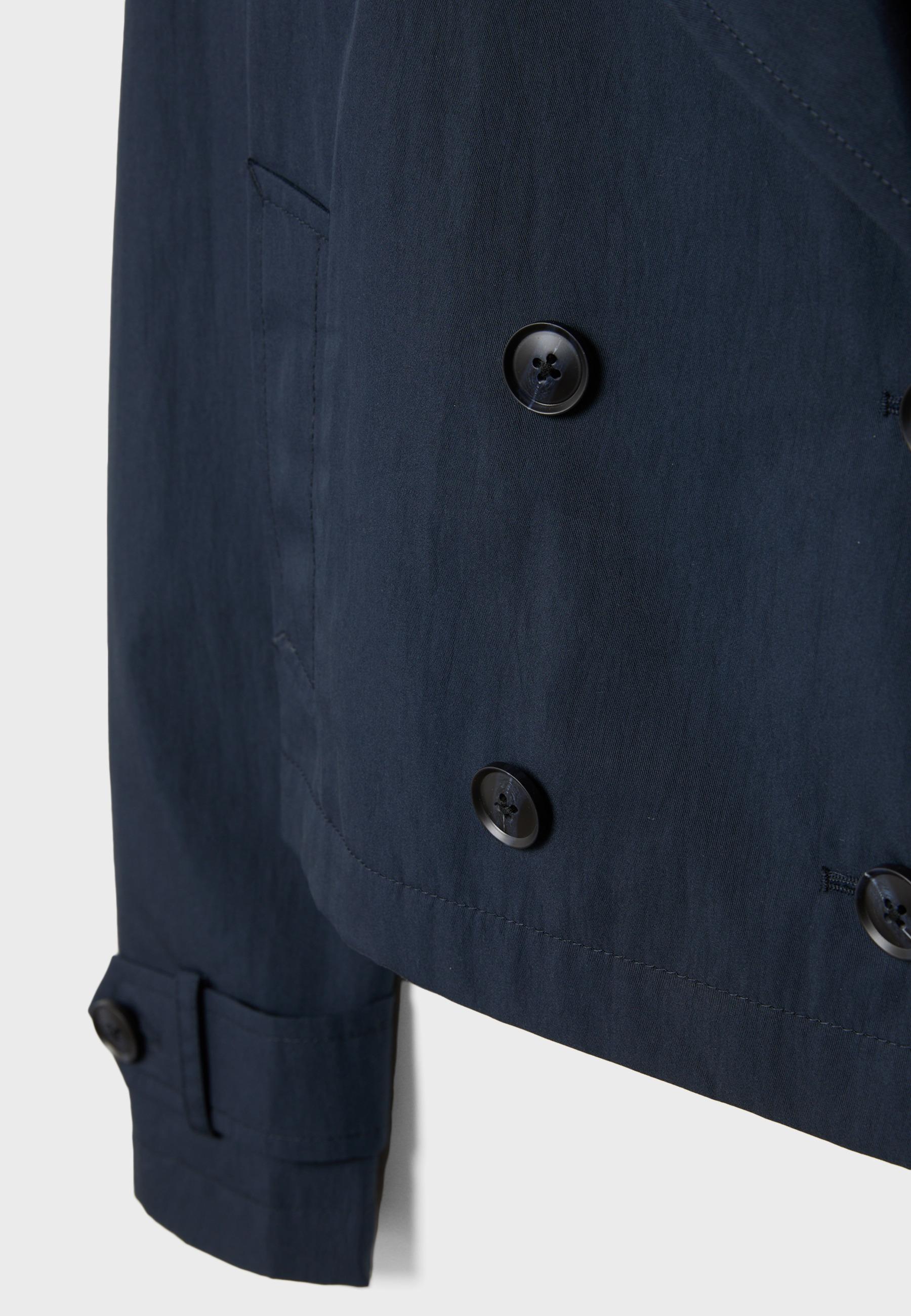 Short double-breasted trench coat — Navy blue