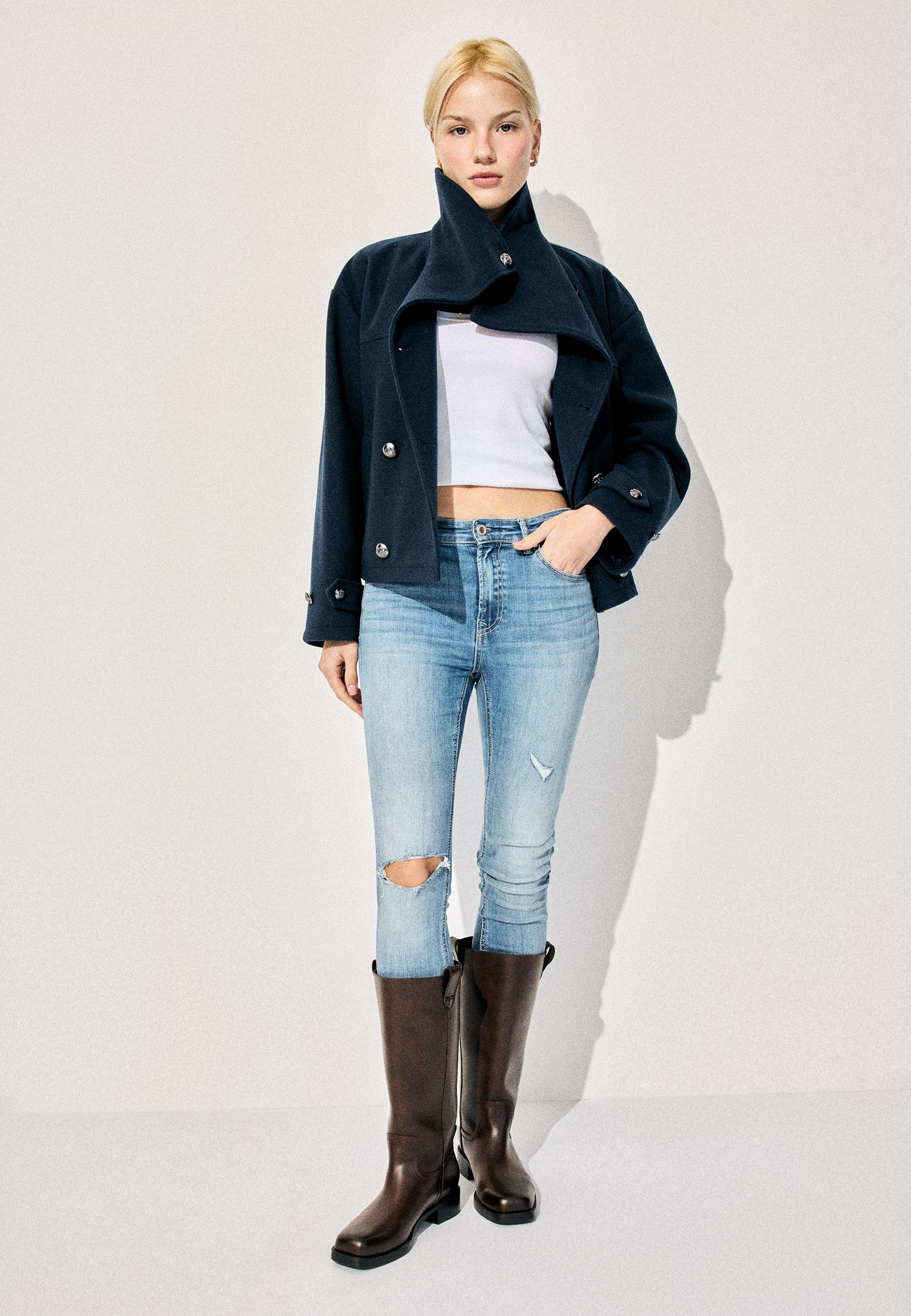 D07 High-waist skinny jeans — MEDIUM BLUE DENIM