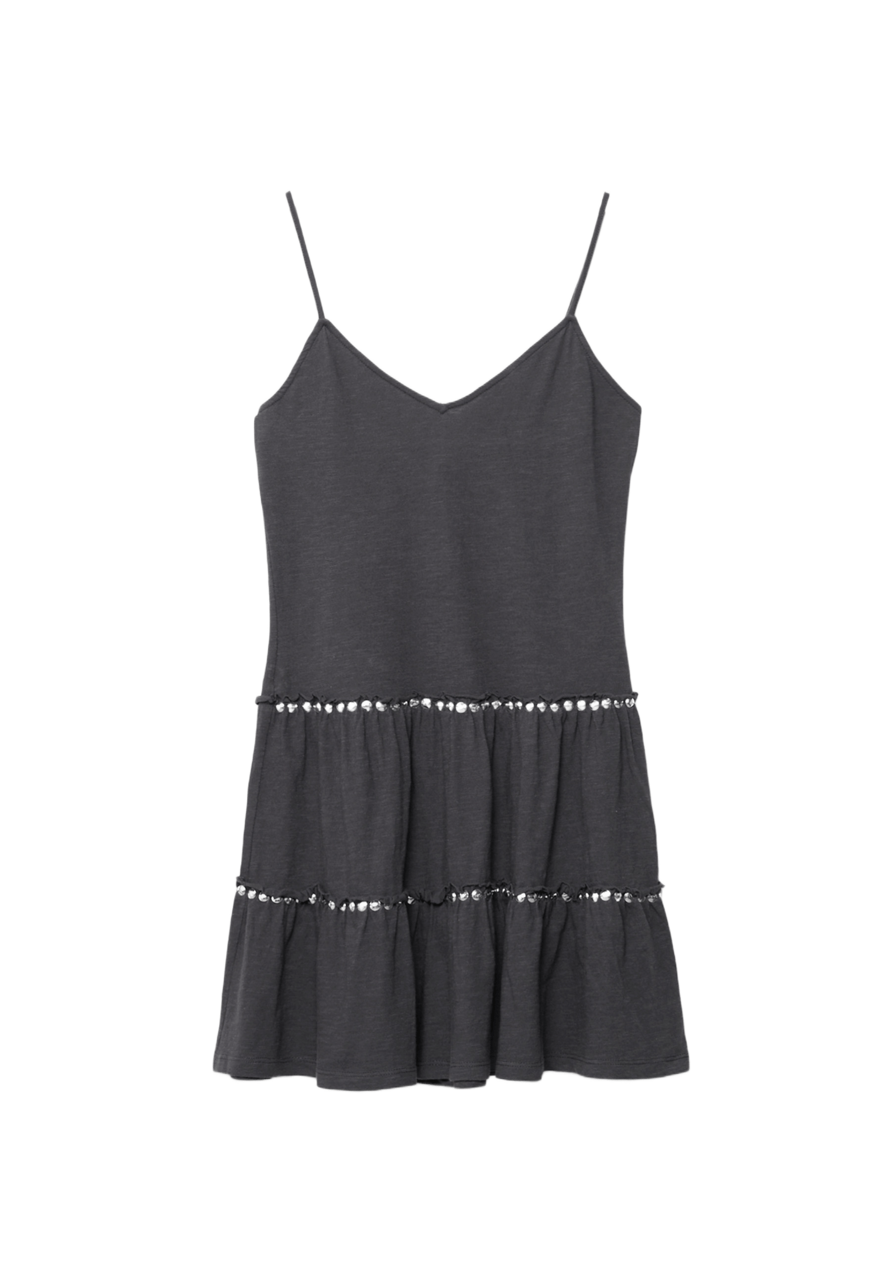 Ruffled dress with studs — Dark grey