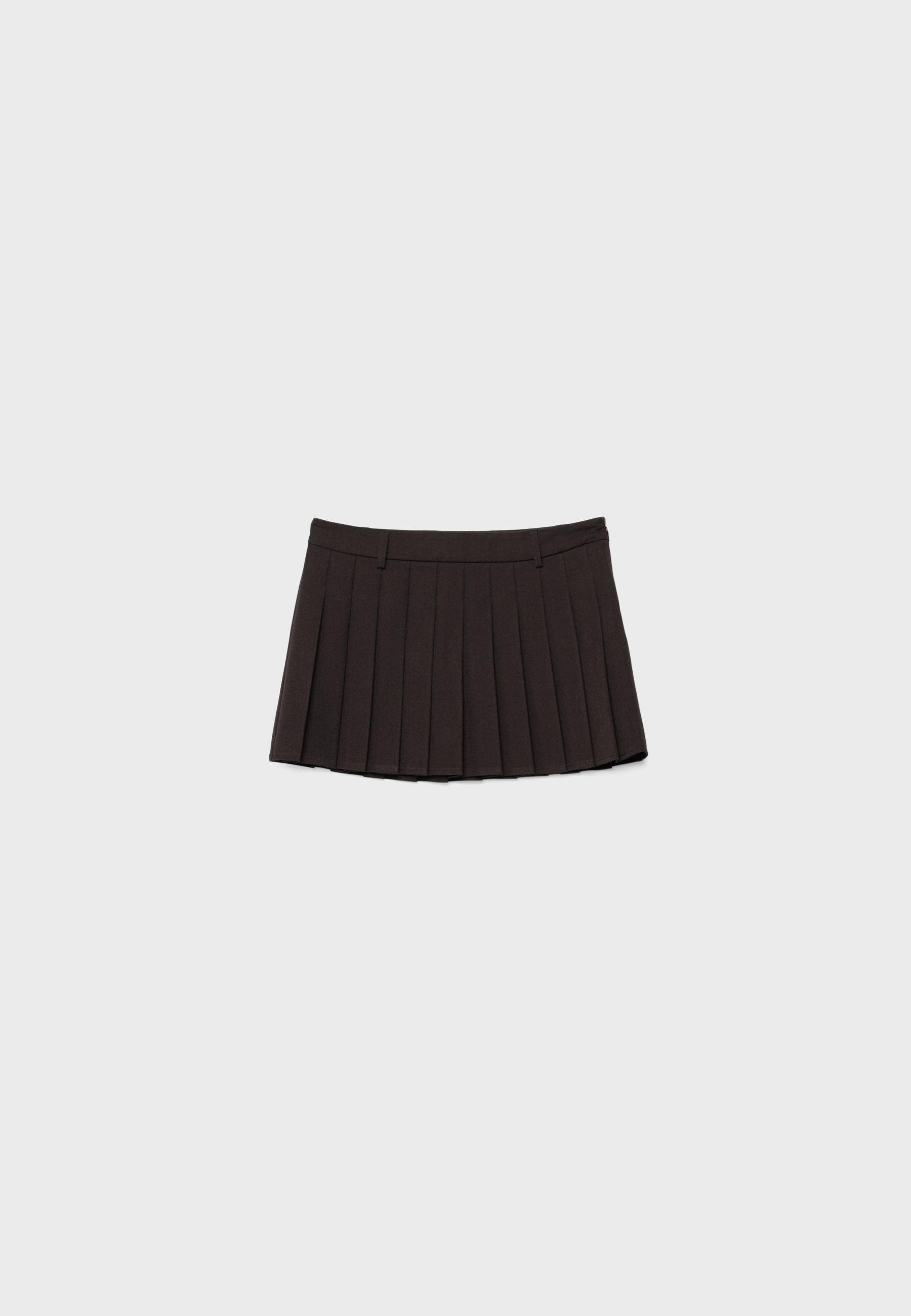 Box pleat mini skirt — Brown