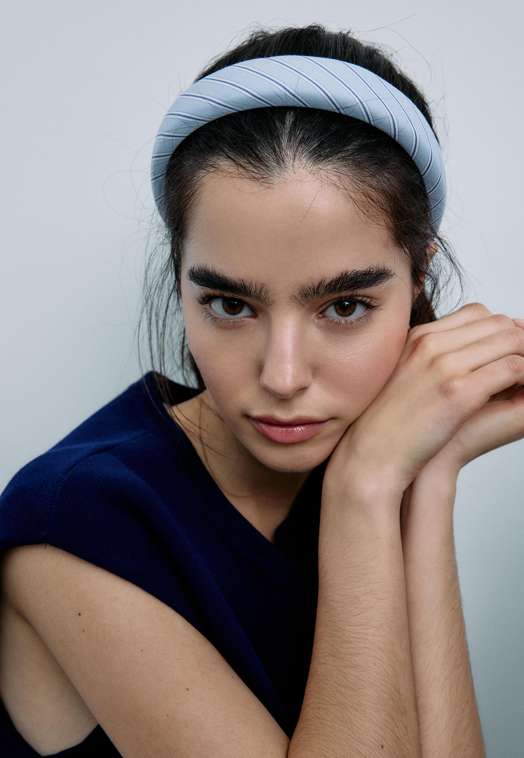 Rigid striped headband — Blue