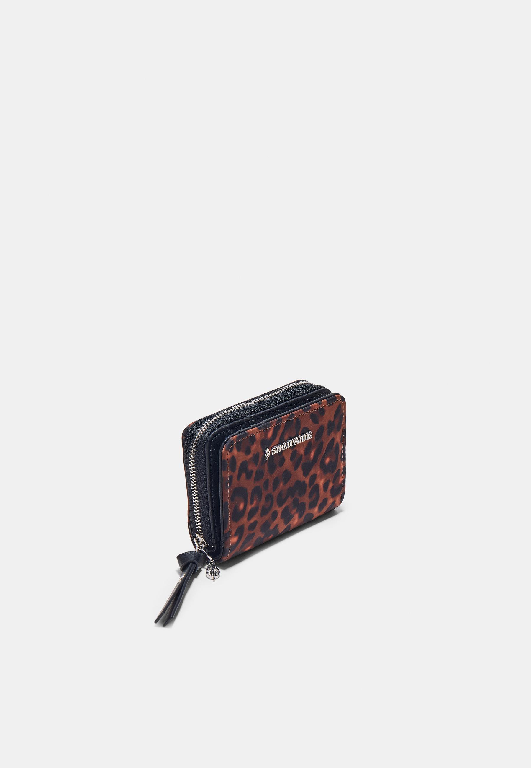 Leopard print card holder purse — Brown