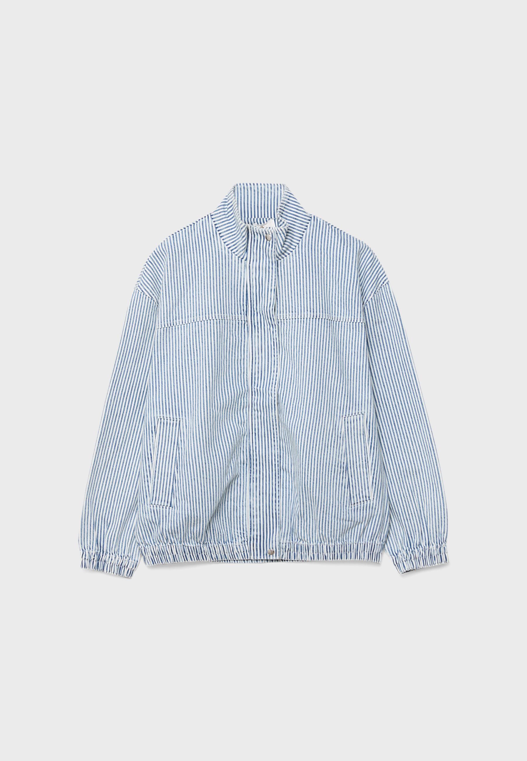 Striped denim jacket — GREY DENIM WASH