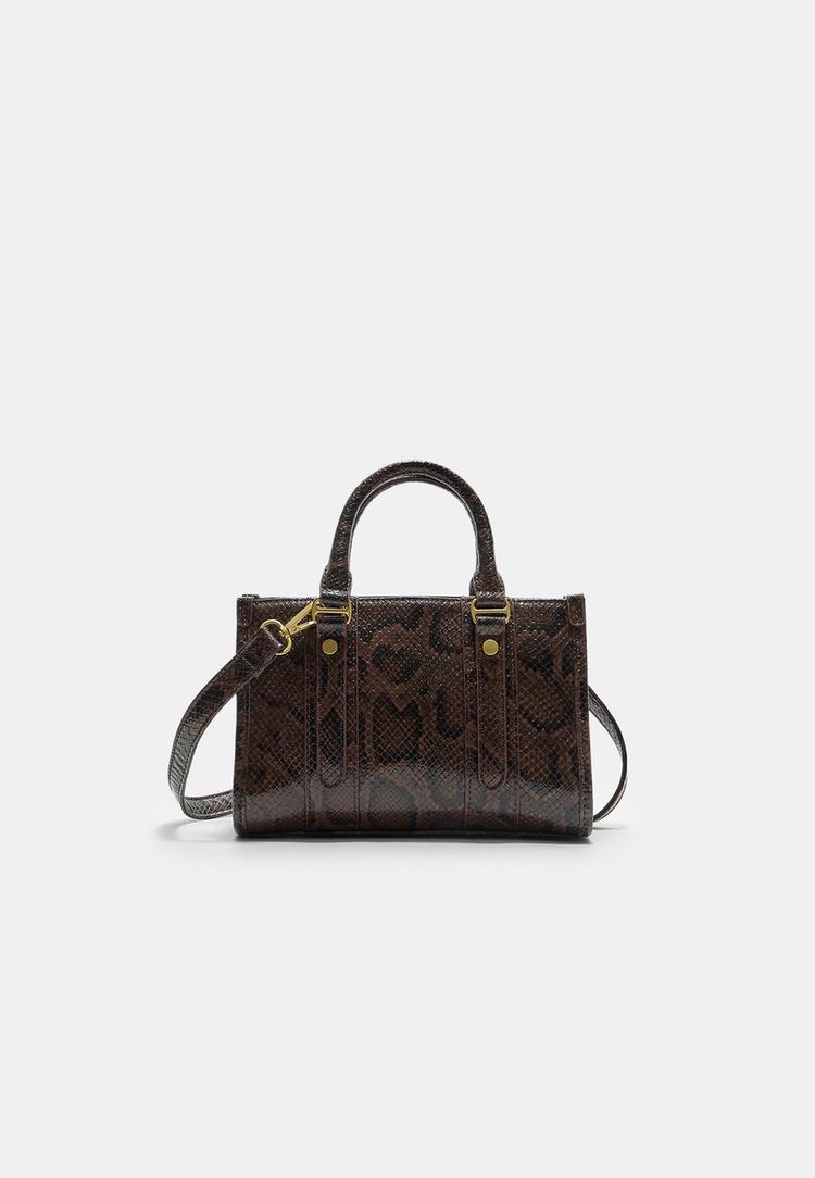 Stradivarius Kabelka Shopper Z Imitace Kůže Se Zvířecím Potiskem Brown Os