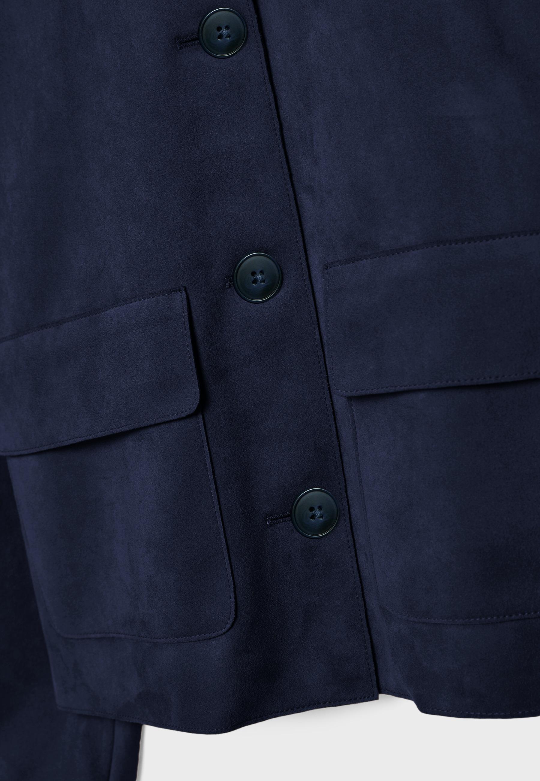 Faux suede jacket with pockets — Navy blue