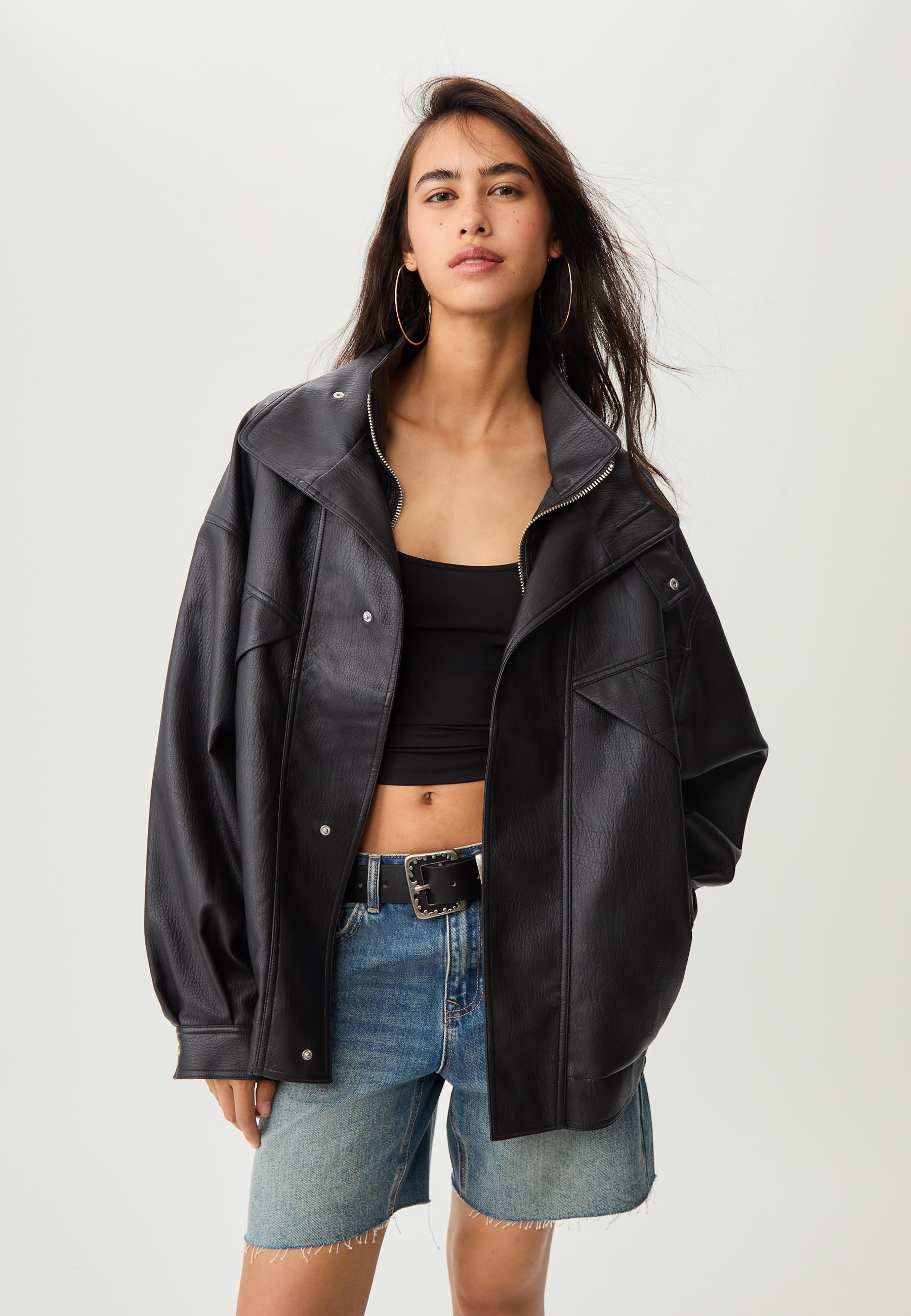 Oversize faux leather jacket - Women's fashion | Stradivarius