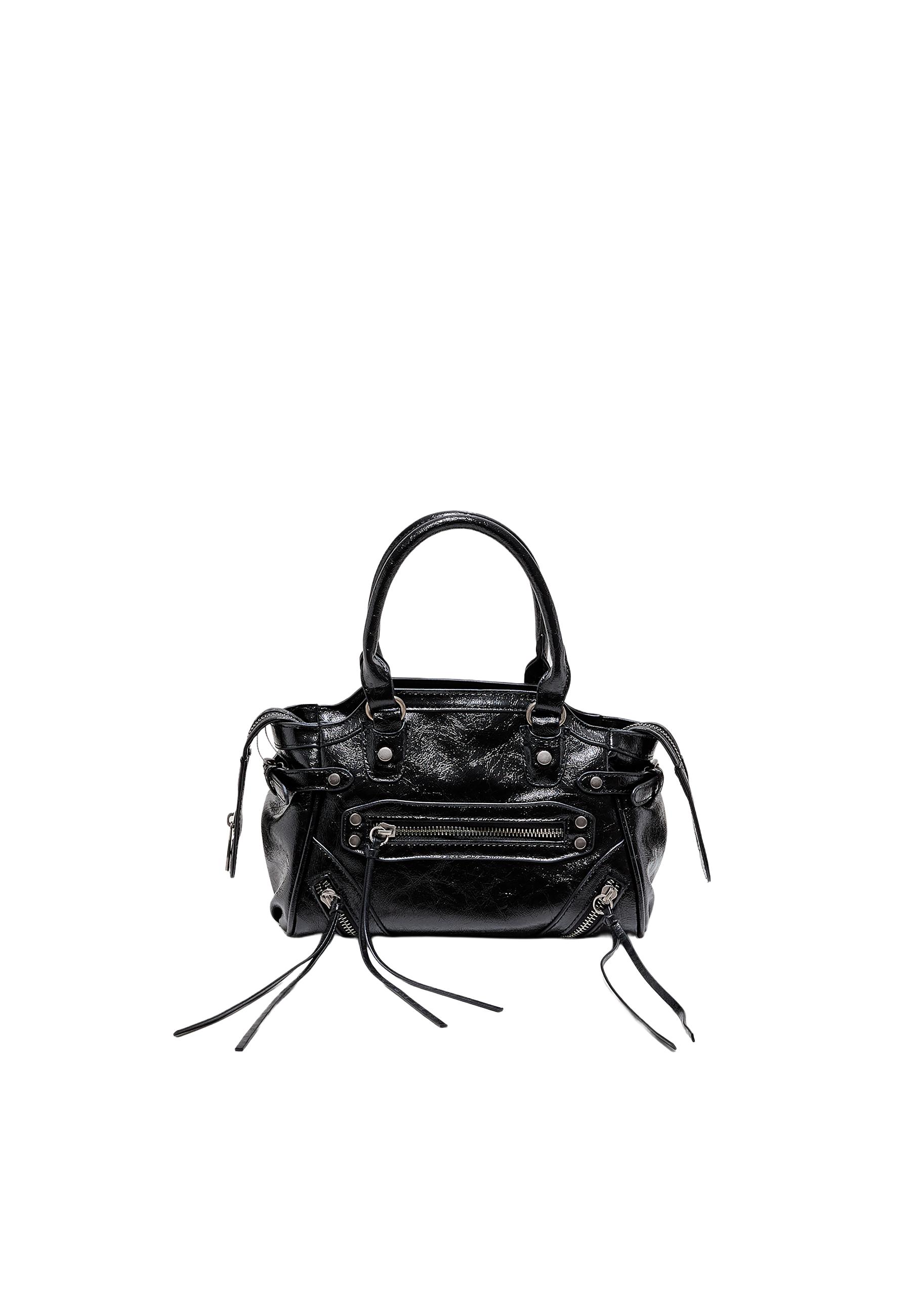 City bag with studs and pullers — Black