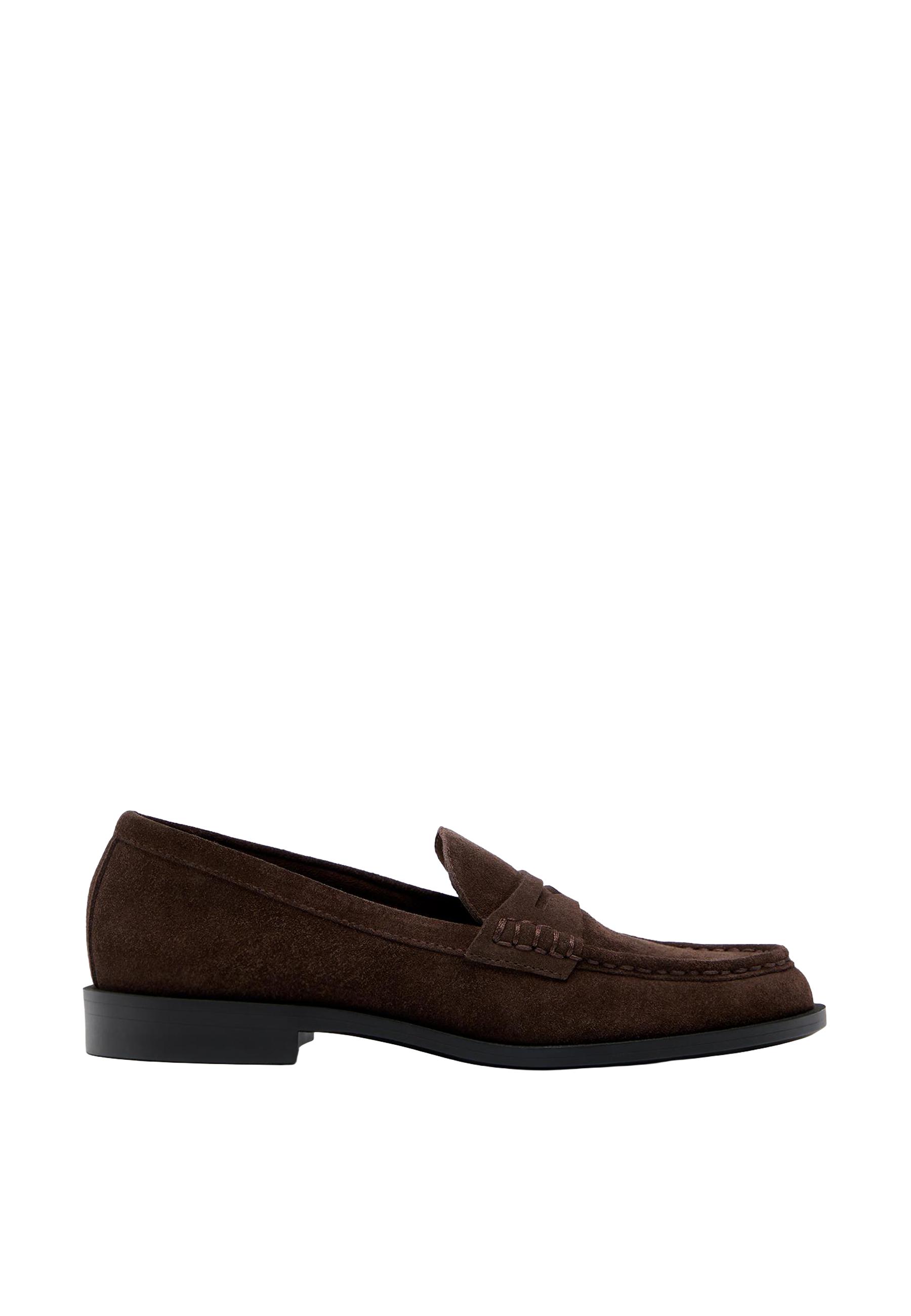 Brown leather loafers — BROWN
