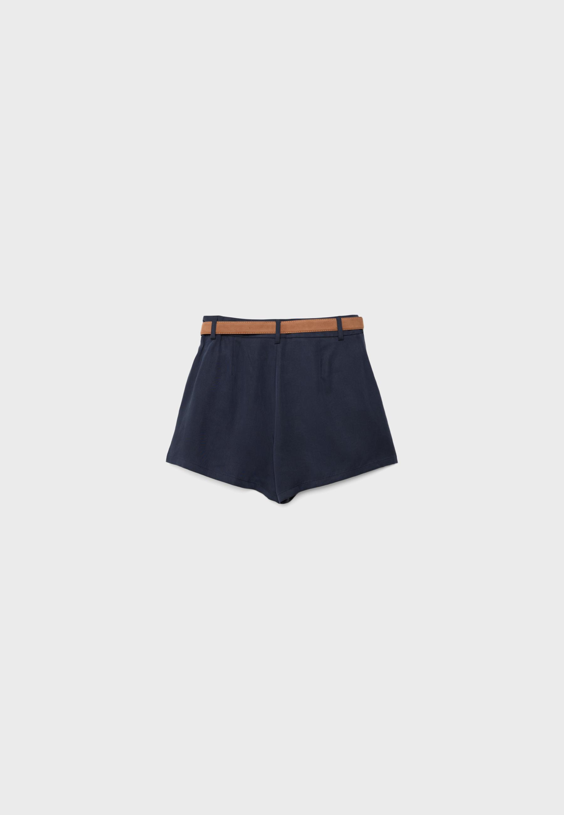 Flowing belted shorts — Dark blue