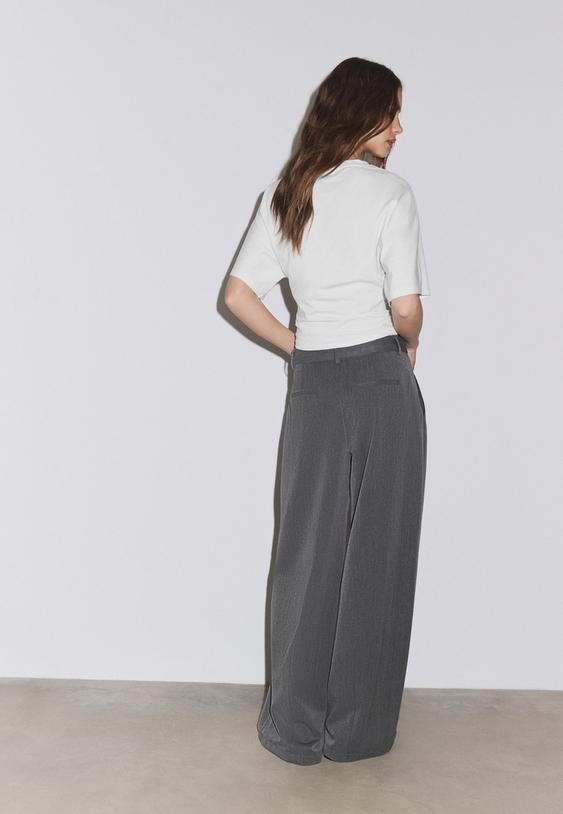 Stradivarius Barrel Smart Trousers With Darts Dark Grey 6