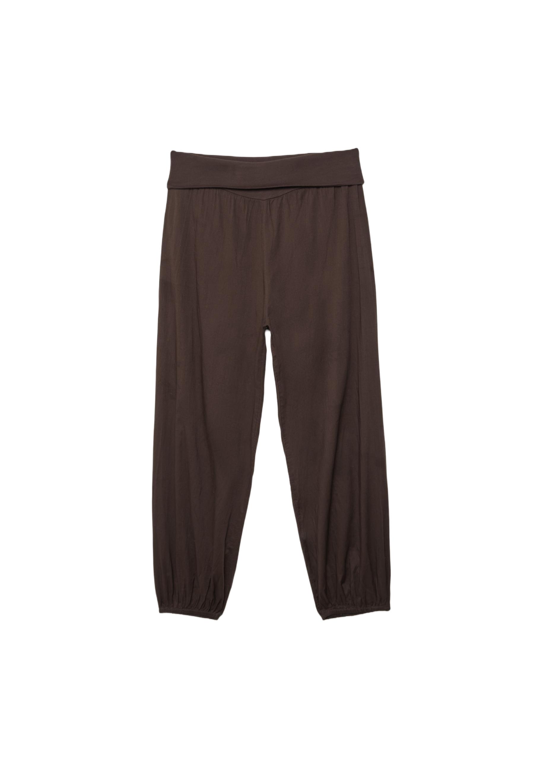 Balloon trousers with turn-down waist — Brown