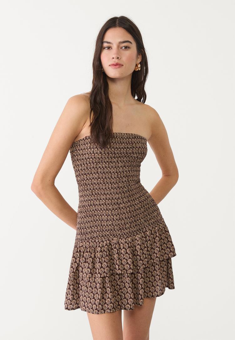 vestido estampado corto volantes