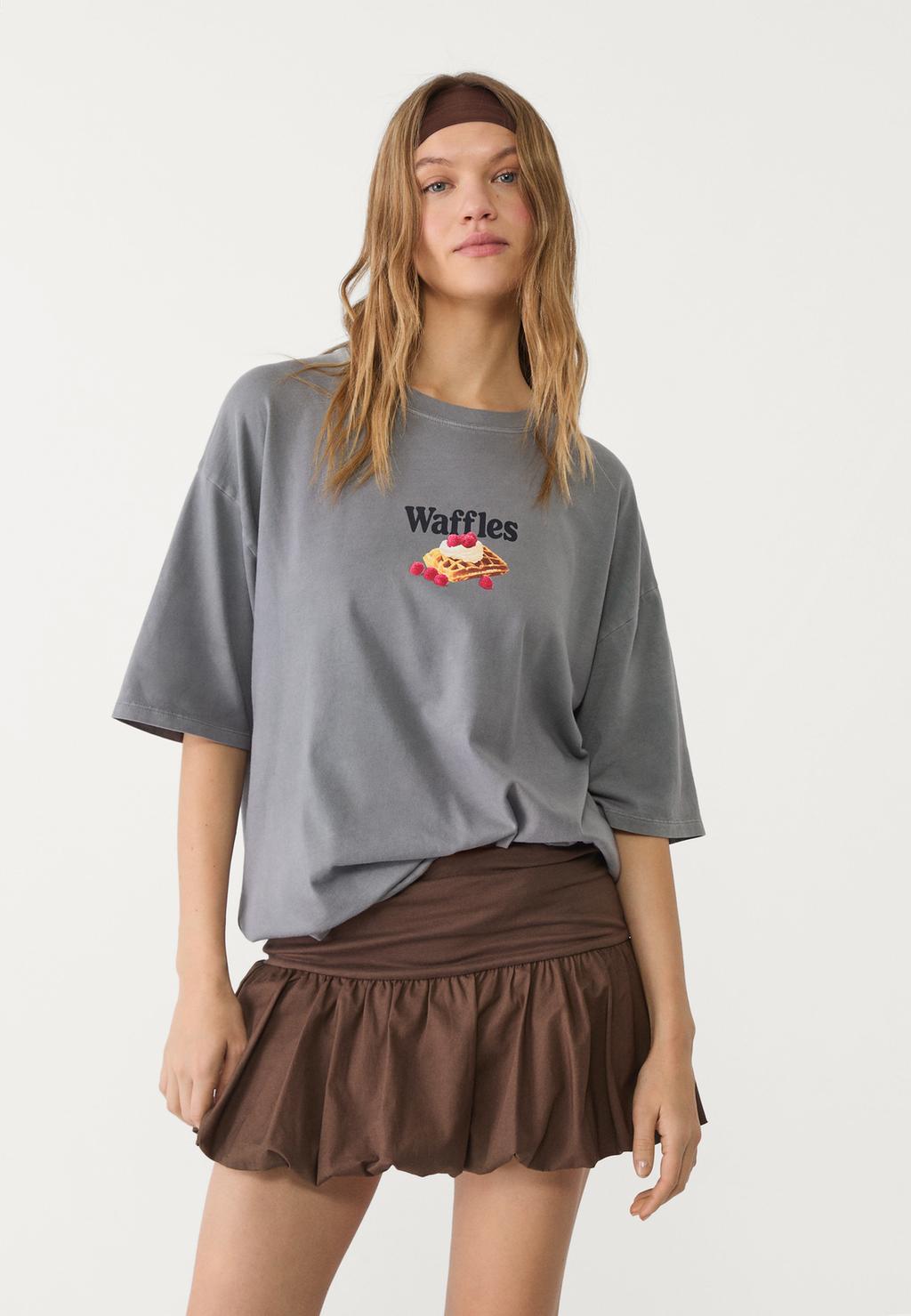 Oversize-T-Shirt aus schwerer Baumwolle mit Waffel