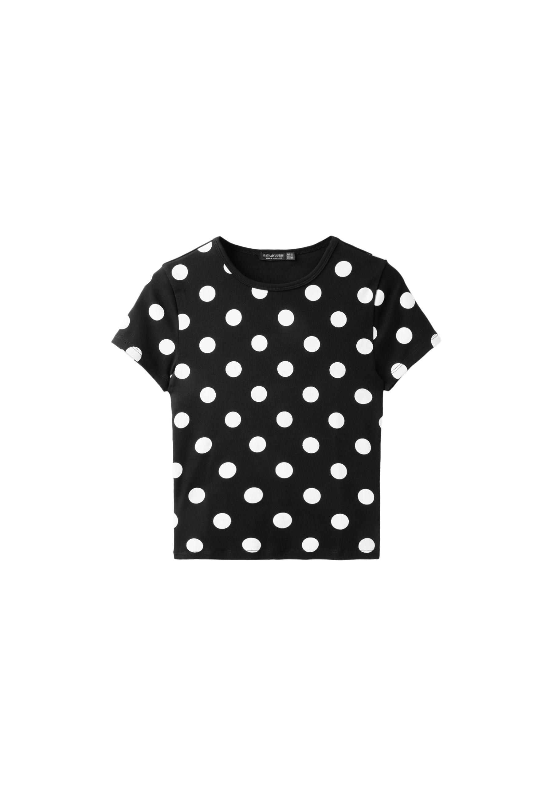 Polka dot slim fit T-shirt — Black