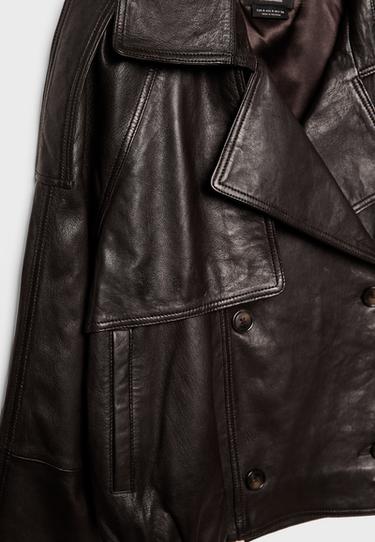 100% leather oversize trench coat — Brown 10