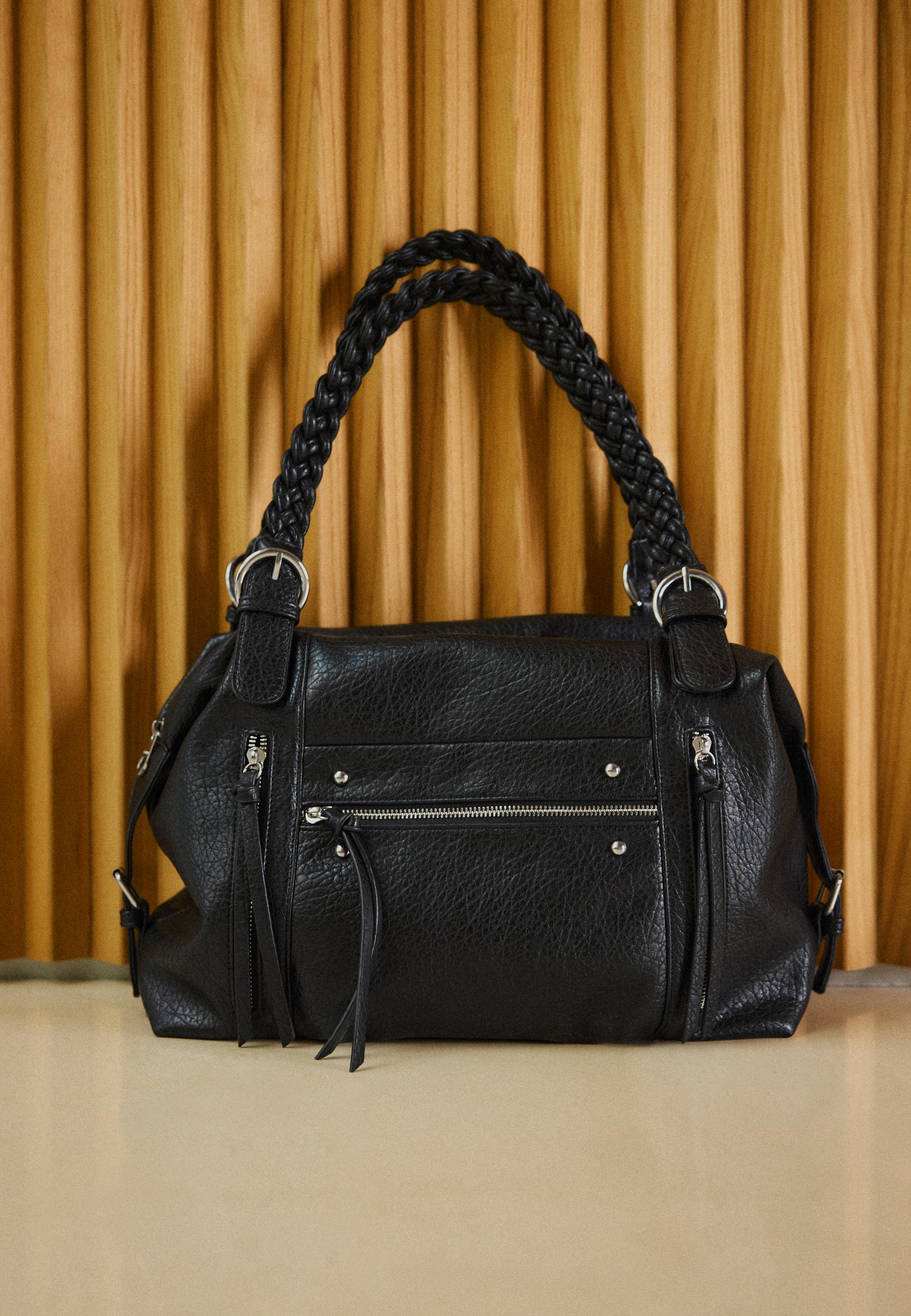 Shoulder bag with braided handle — Black