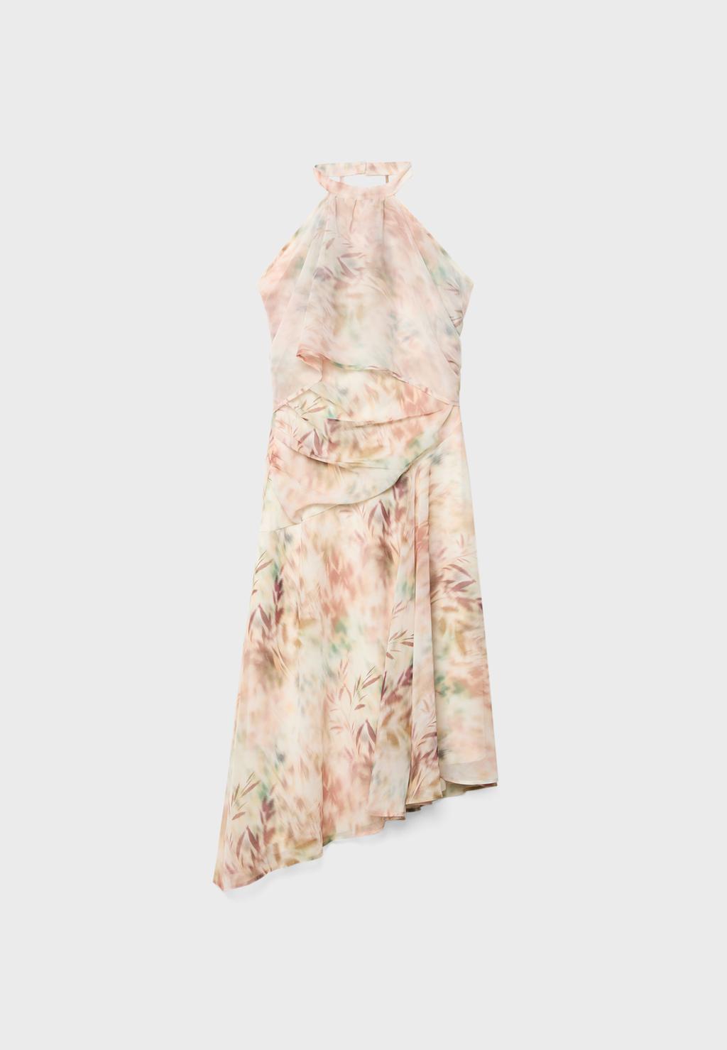 Printed halter midi dress