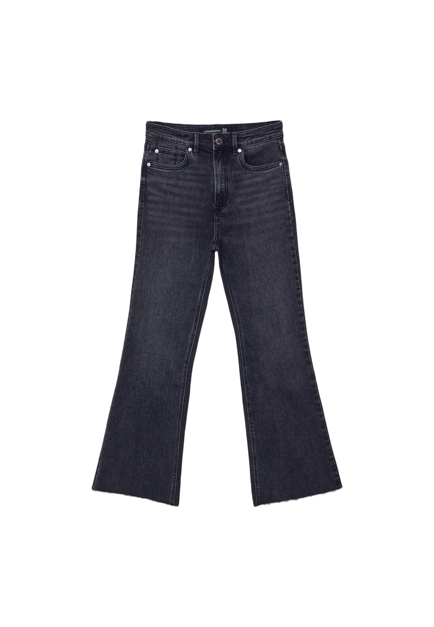 D78 Cropped bell bottom jeans — BLACK DENIM RINSE WASH