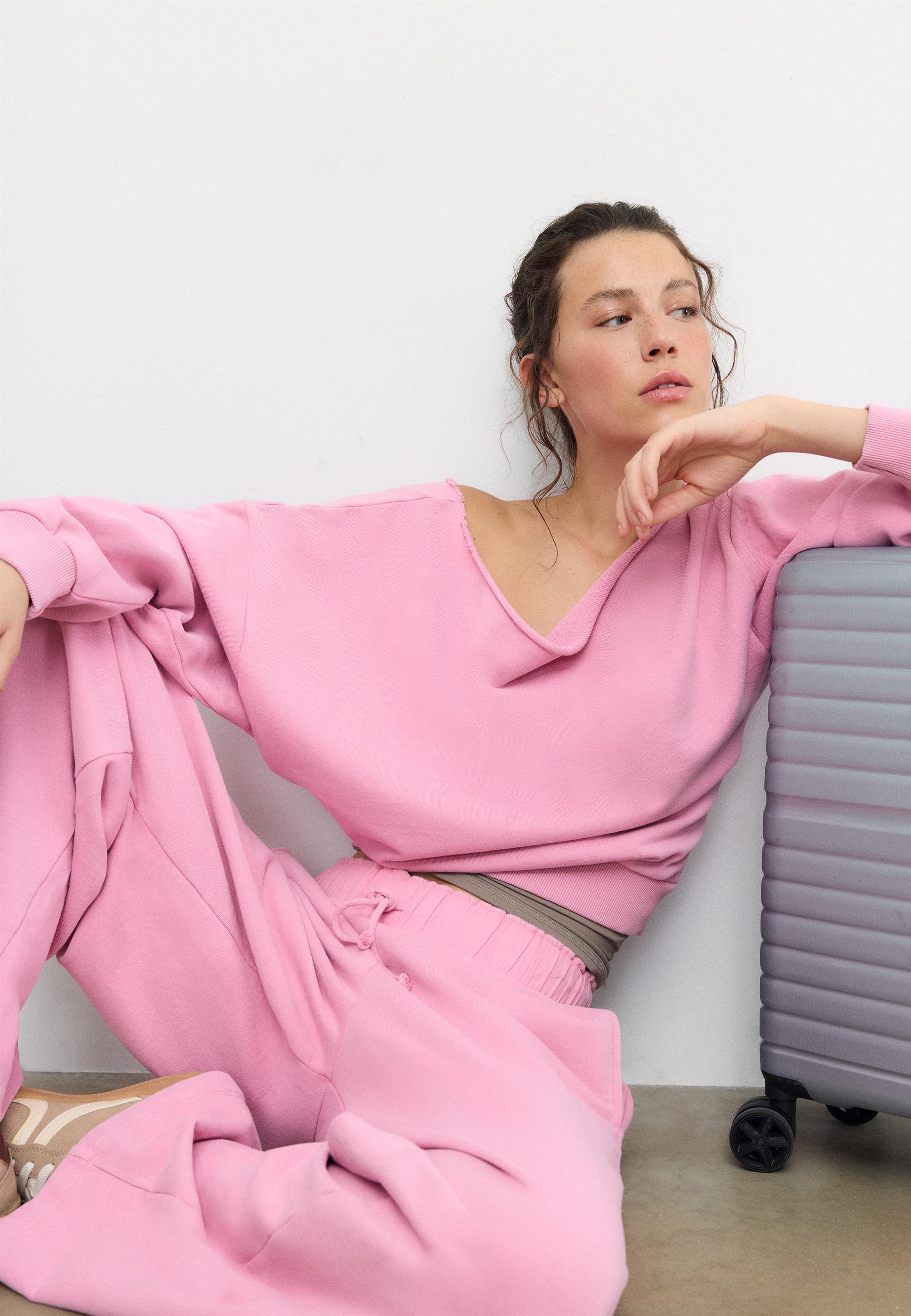 Washed effect straight-leg jogger trousers — Bubblegum pink