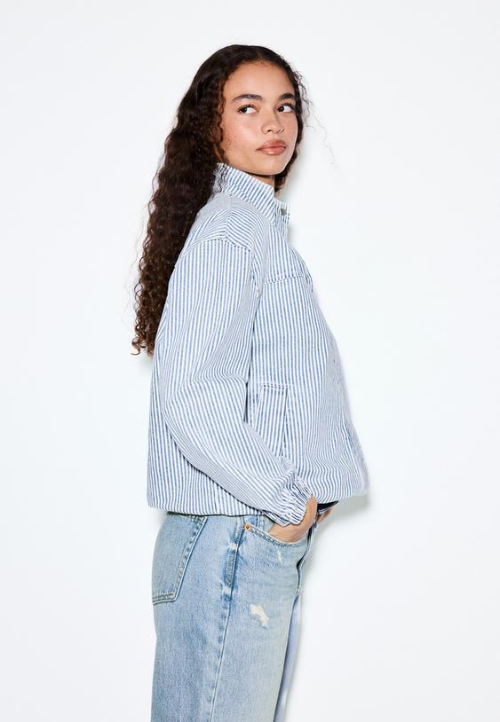 blouson en jean raye